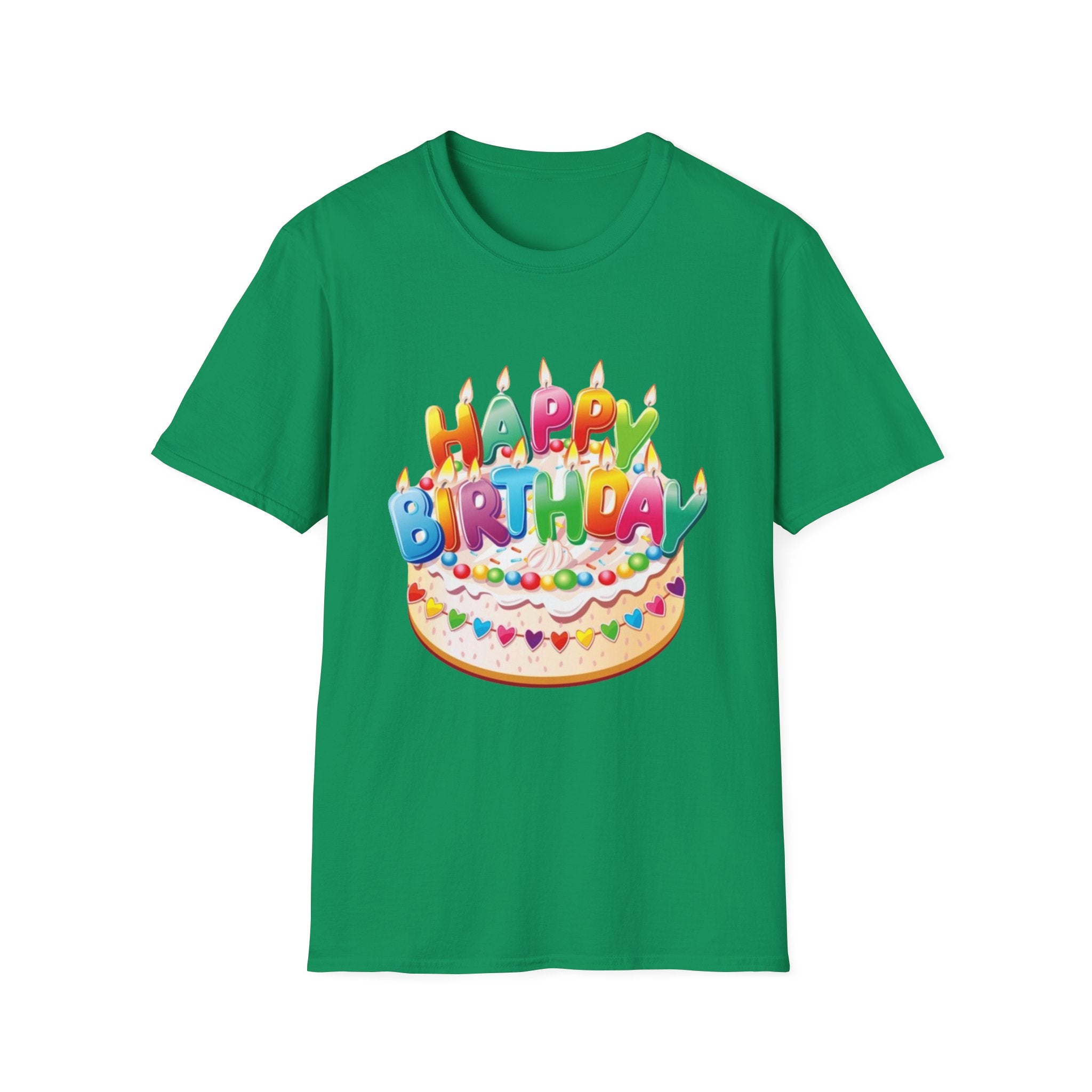 Happy Birthday Cake Unisex Softstyle T-Shirt-Personalize It!
