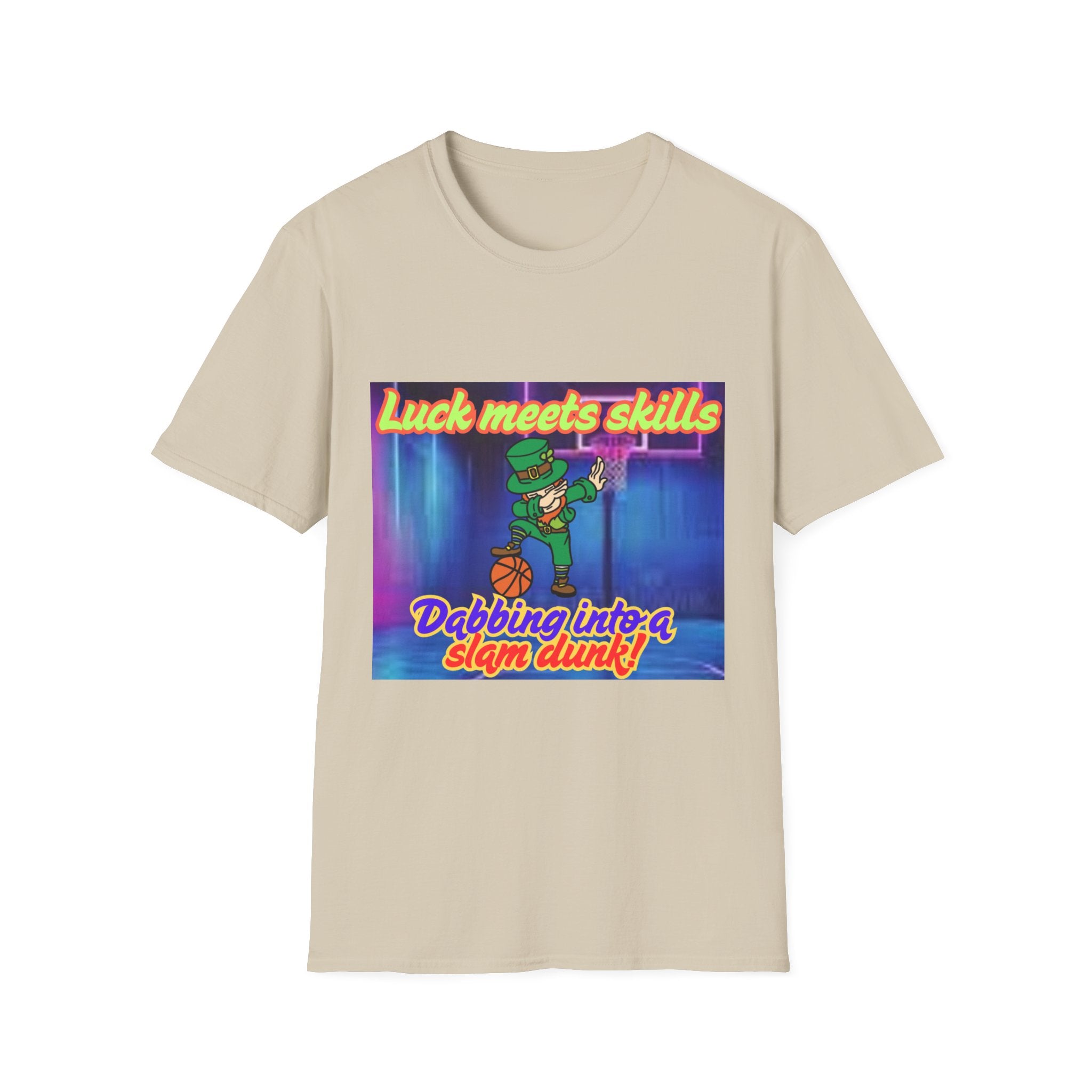 Luck Meets Skills Dabbing Into A Slam Dunk! Unisex Softstyle T-Shirt