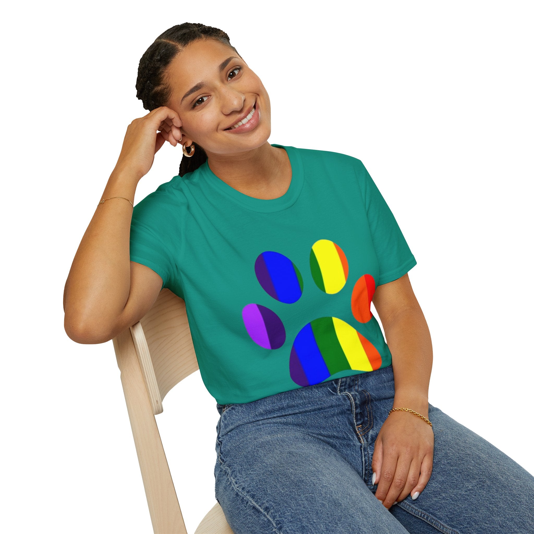 Pride Paw Print Unisex Softstyle T-Shirt