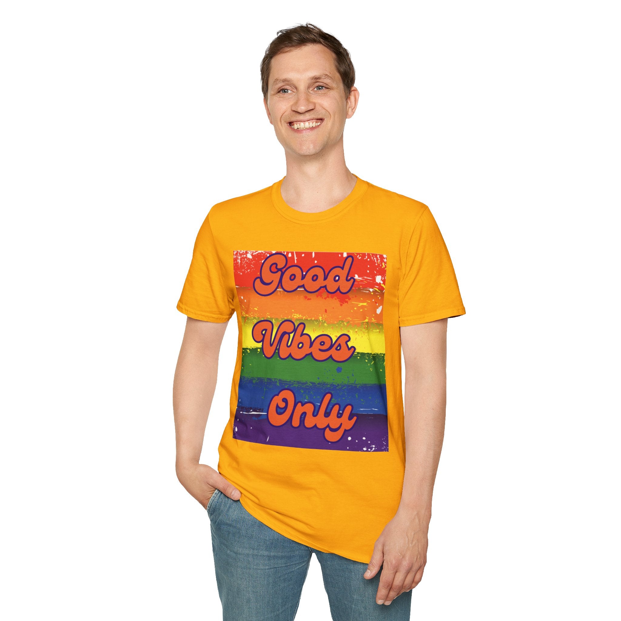 Good Vibes Only Orange Unisex Softstyle T-Shirt