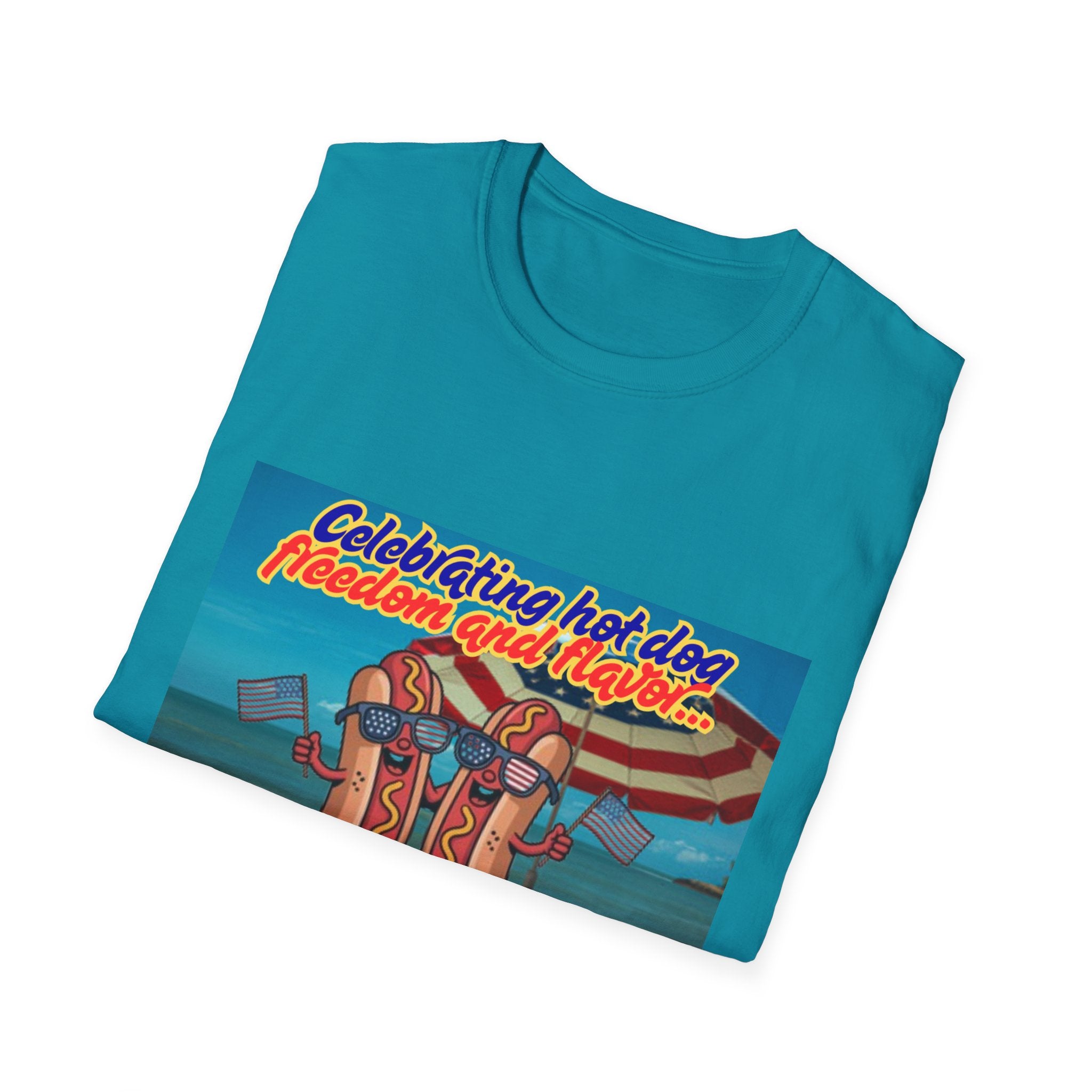 Celebrating Hot Dog Freedom And Flavor Summer Style! Unisex Softstyle T-Shirt