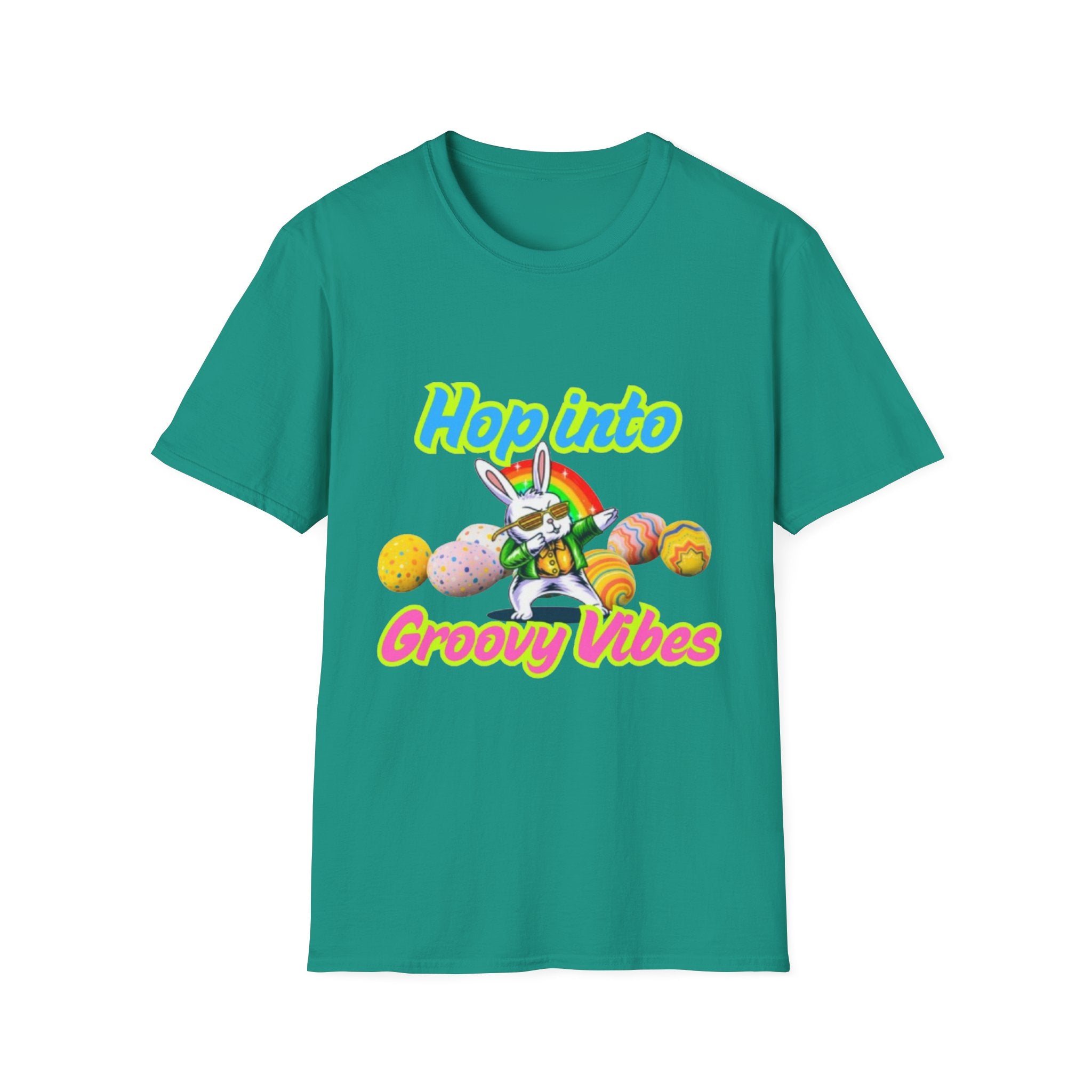 Hop Into Groovy Vibes Bunny Unisex Softstyle T-Shirt