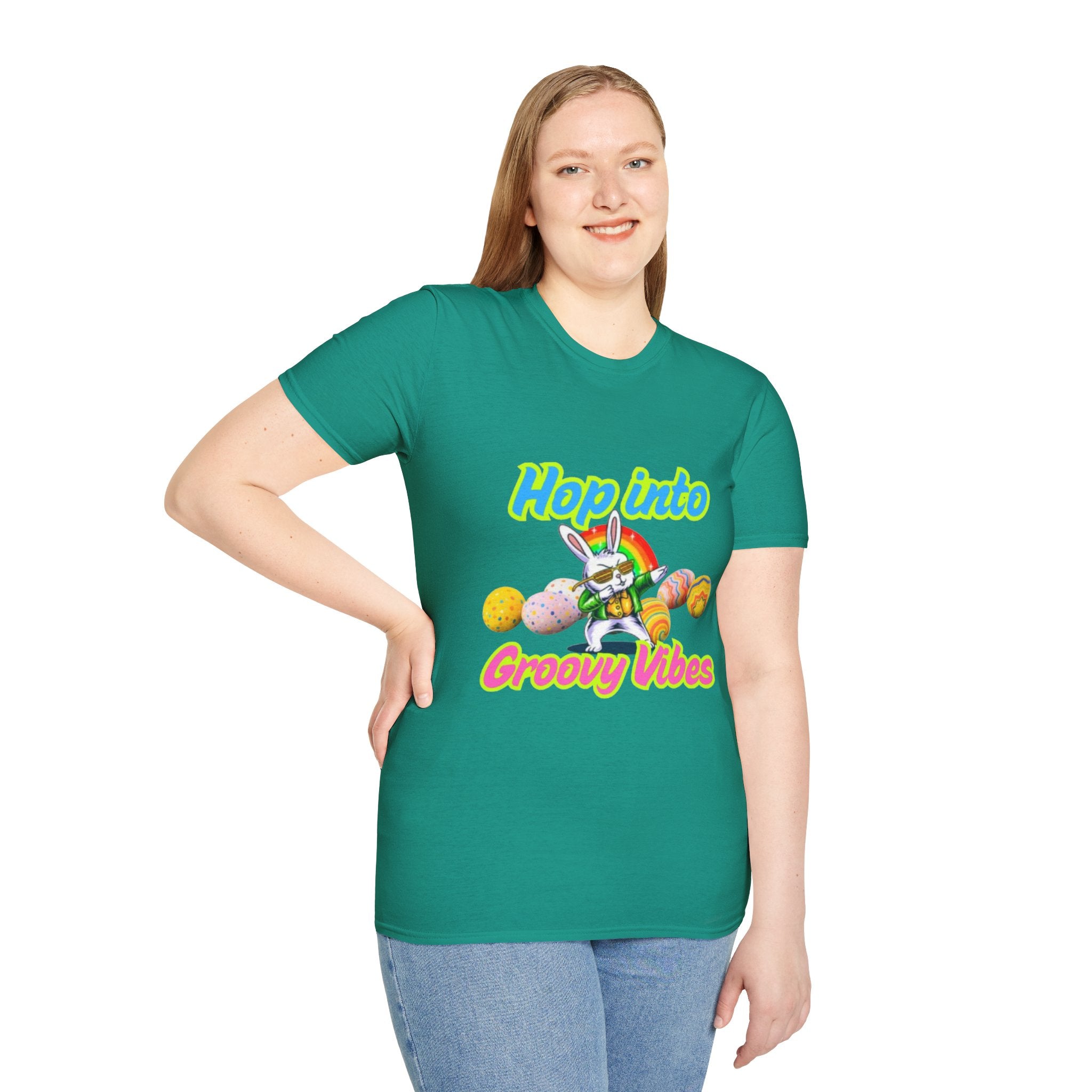 Hop Into Groovy Vibes Bunny Unisex Softstyle T-Shirt