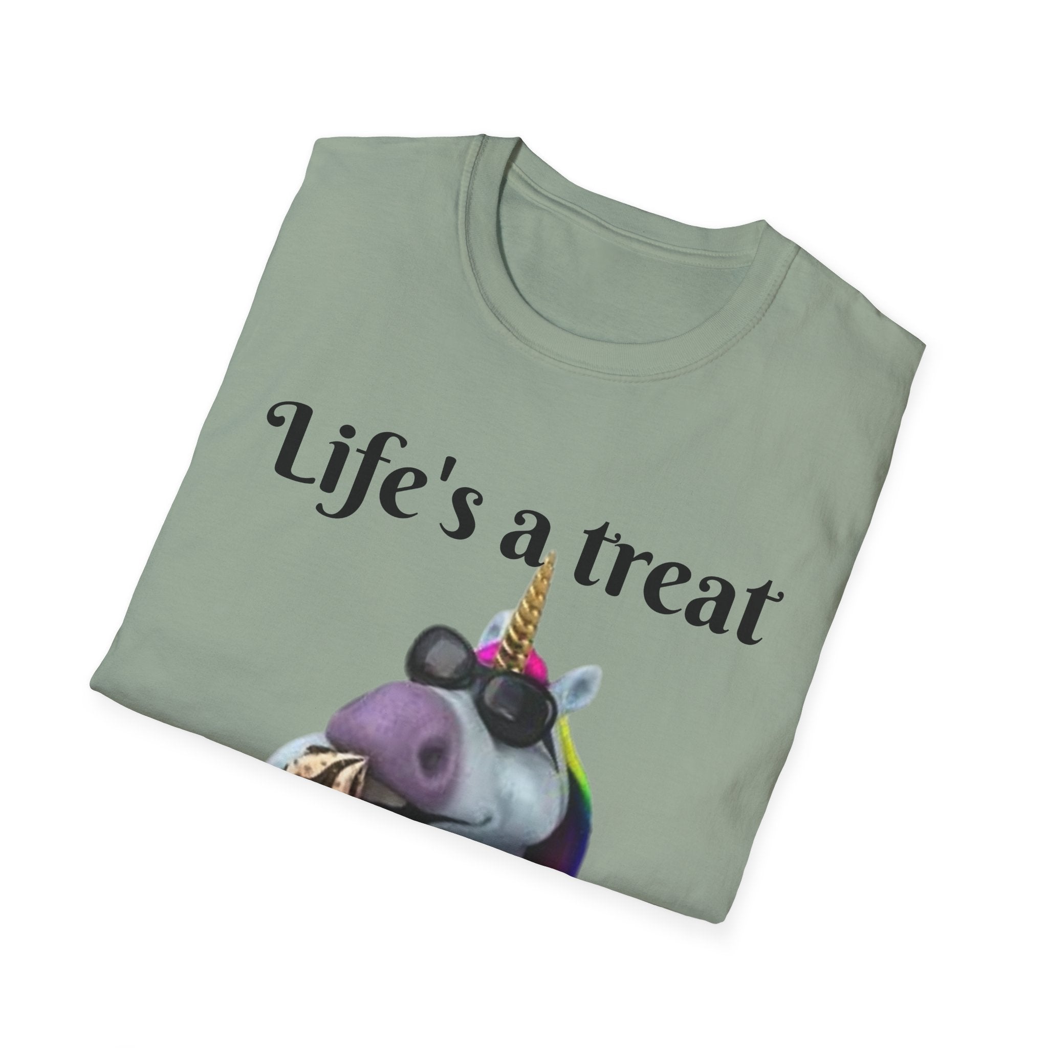 Life's A Treat Unicorn Unisex Softstyle T-Shirt