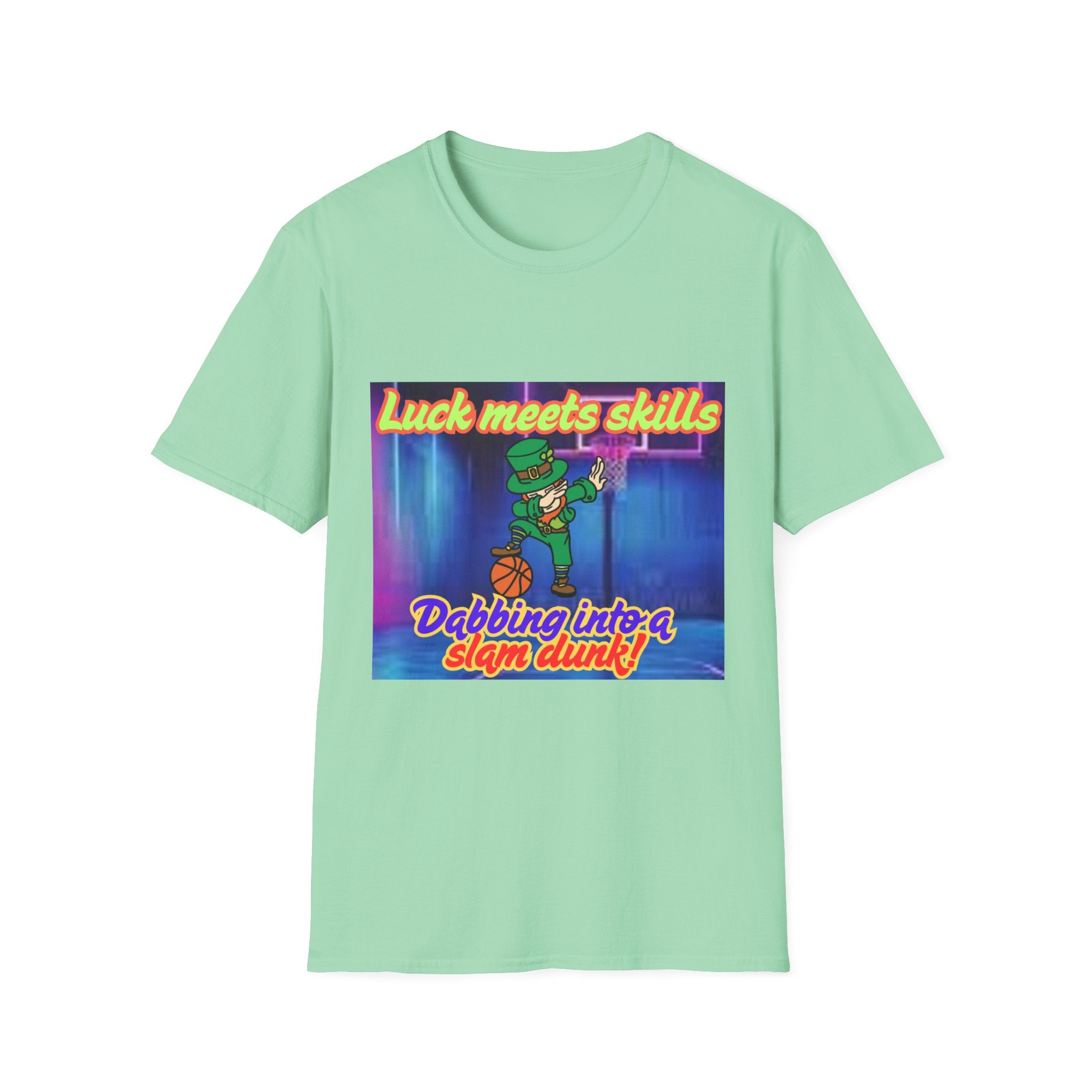Luck Meets Skills Dabbing Into A Slam Dunk! Unisex Softstyle T-Shirt