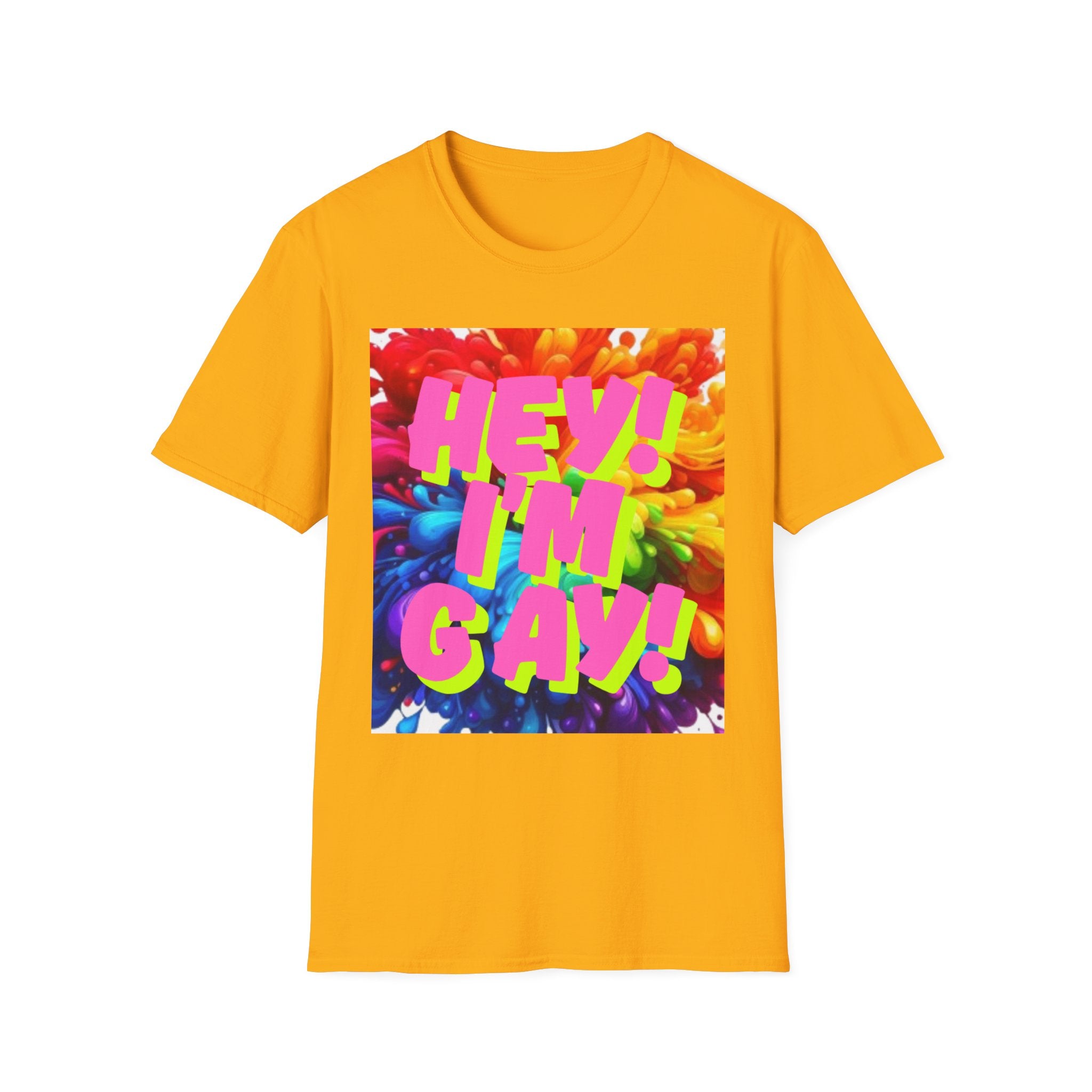 Hey I'm Gay! Heart Unisex Softstyle T-Shirt