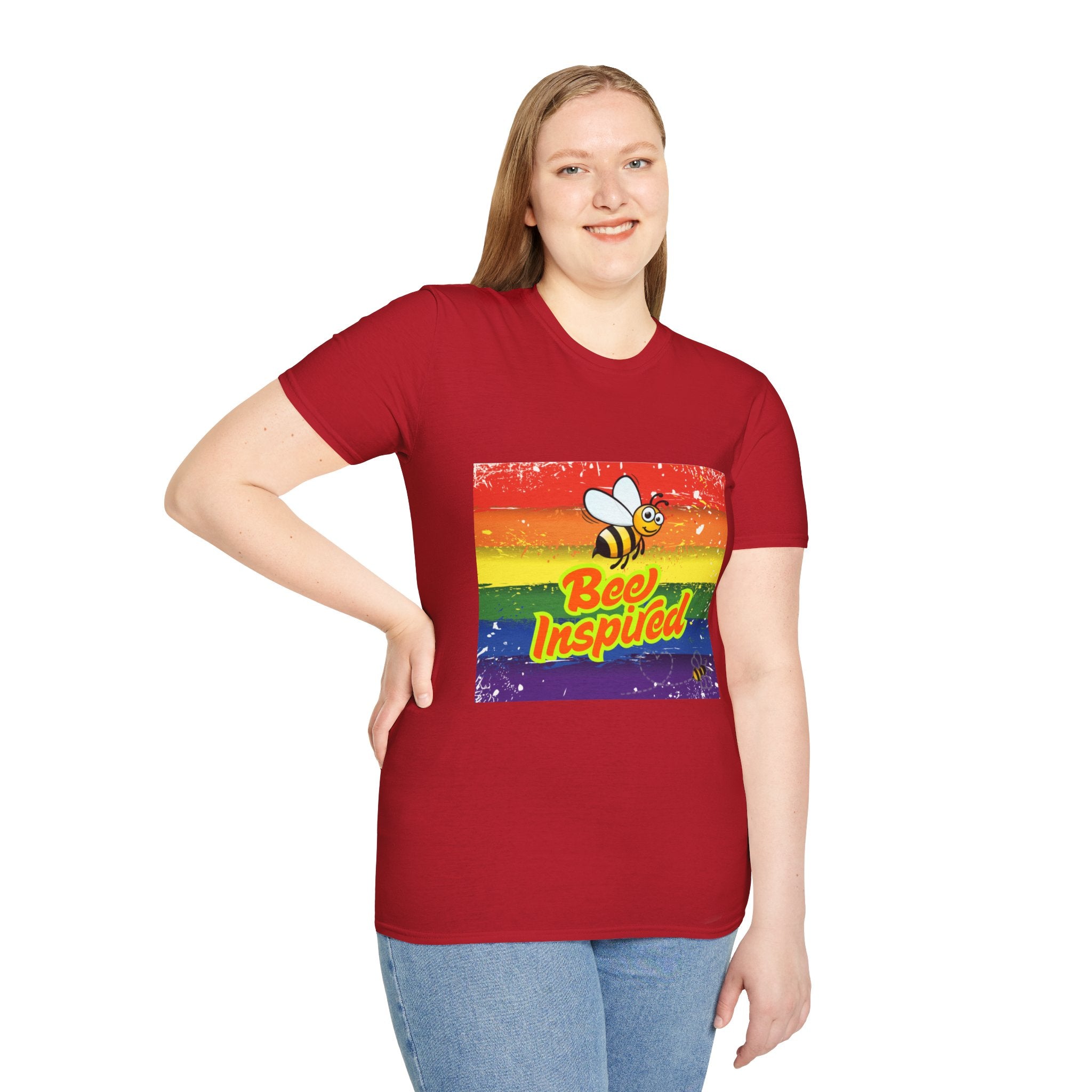 Bee Inspired Rainbow Unisex Softstyle T-Shirt