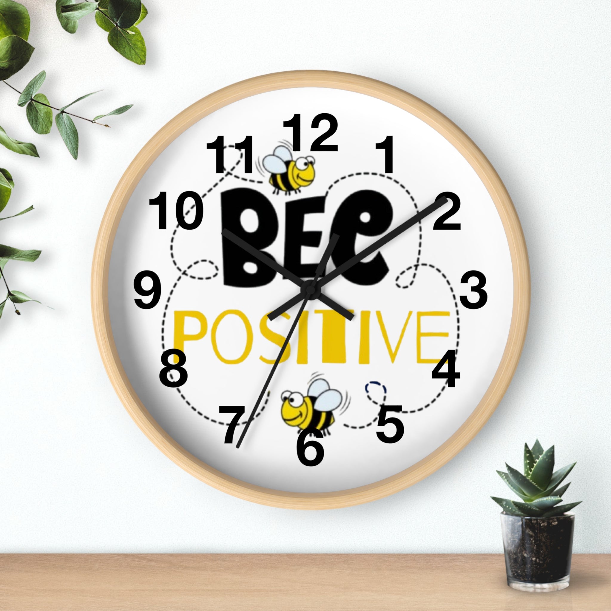 Bee Positive Inspirational Wall Clock