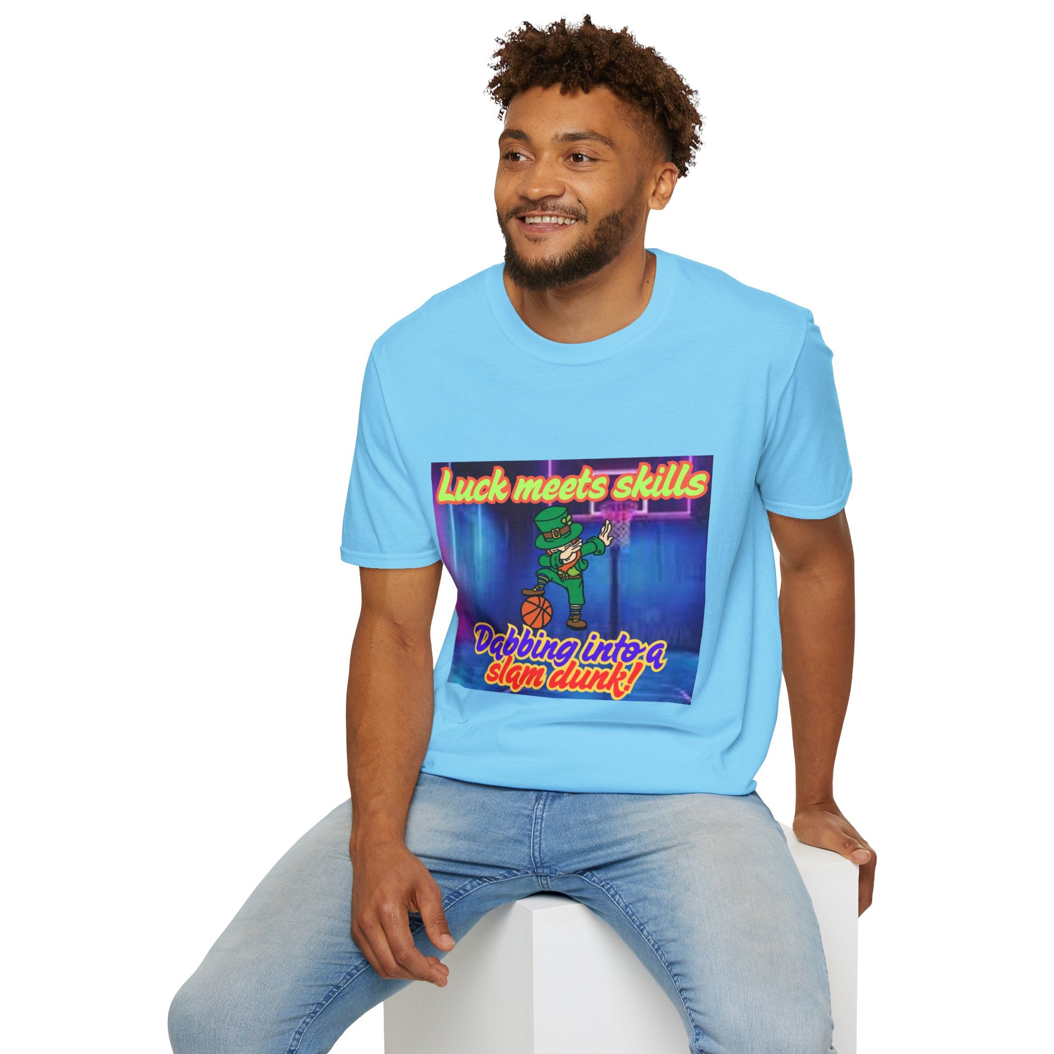 Luck Meets Skills Dabbing Into A Slam Dunk! Unisex Softstyle T-Shirt
