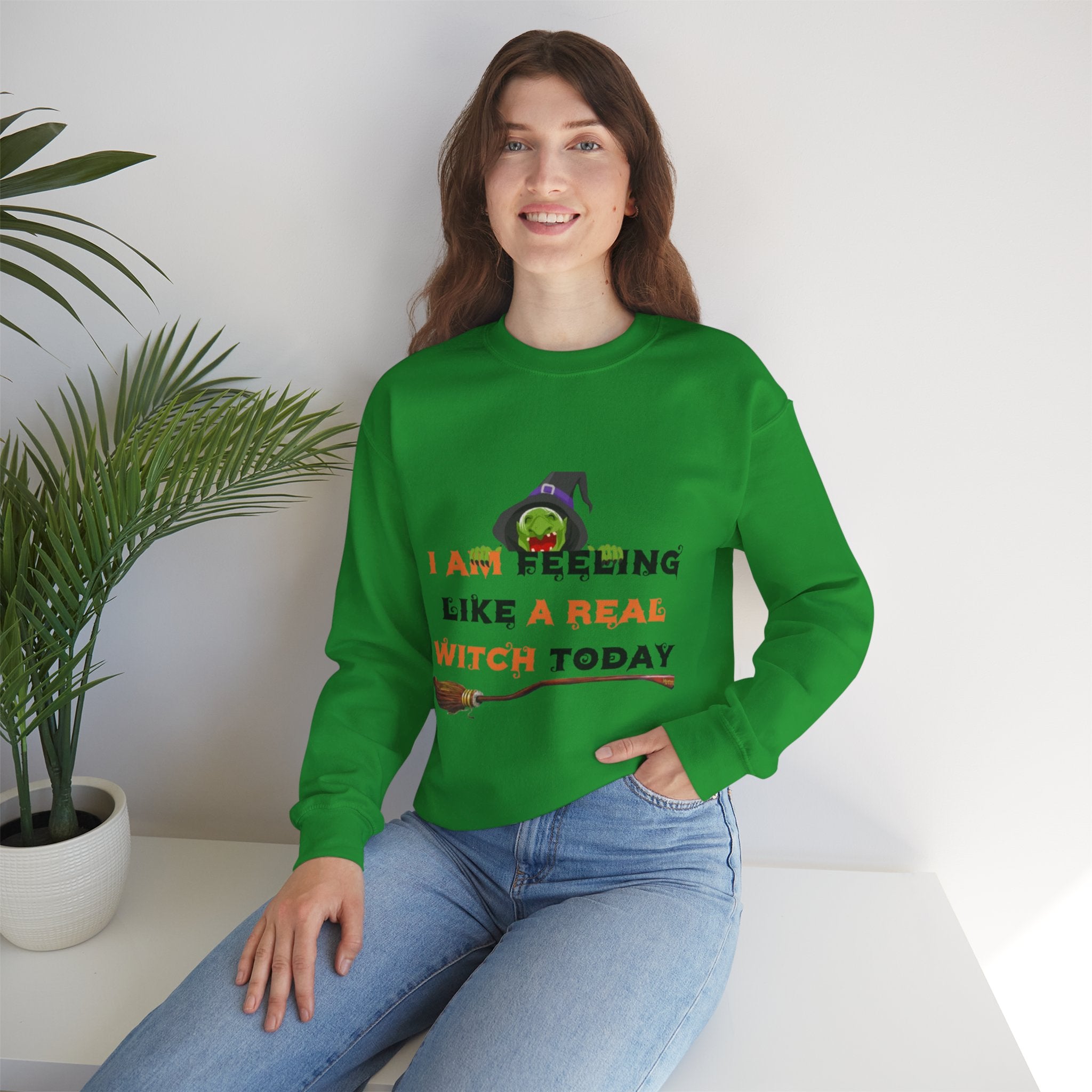I Am Feeling Like A Real Witch Today Unisex Heavy Blend™ Crewneck Sweatshirt