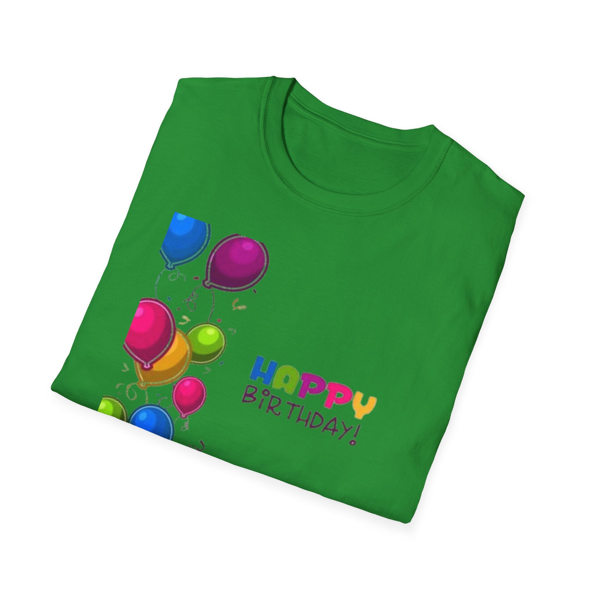 Happy Birthday Balloon Unisex Softstyle T-Shirt-Personalize it!