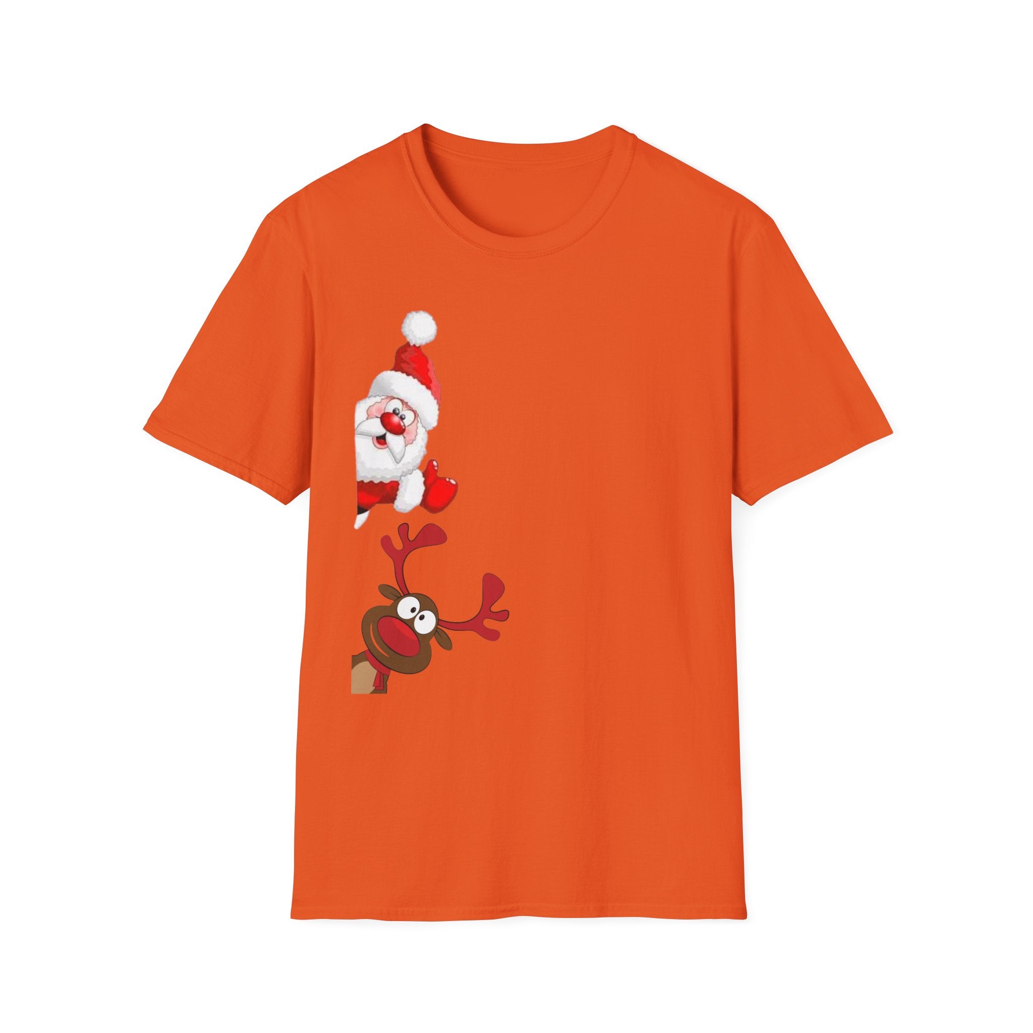 Christmas Santa and Reindeer Unisex Softstyle T-Shirt