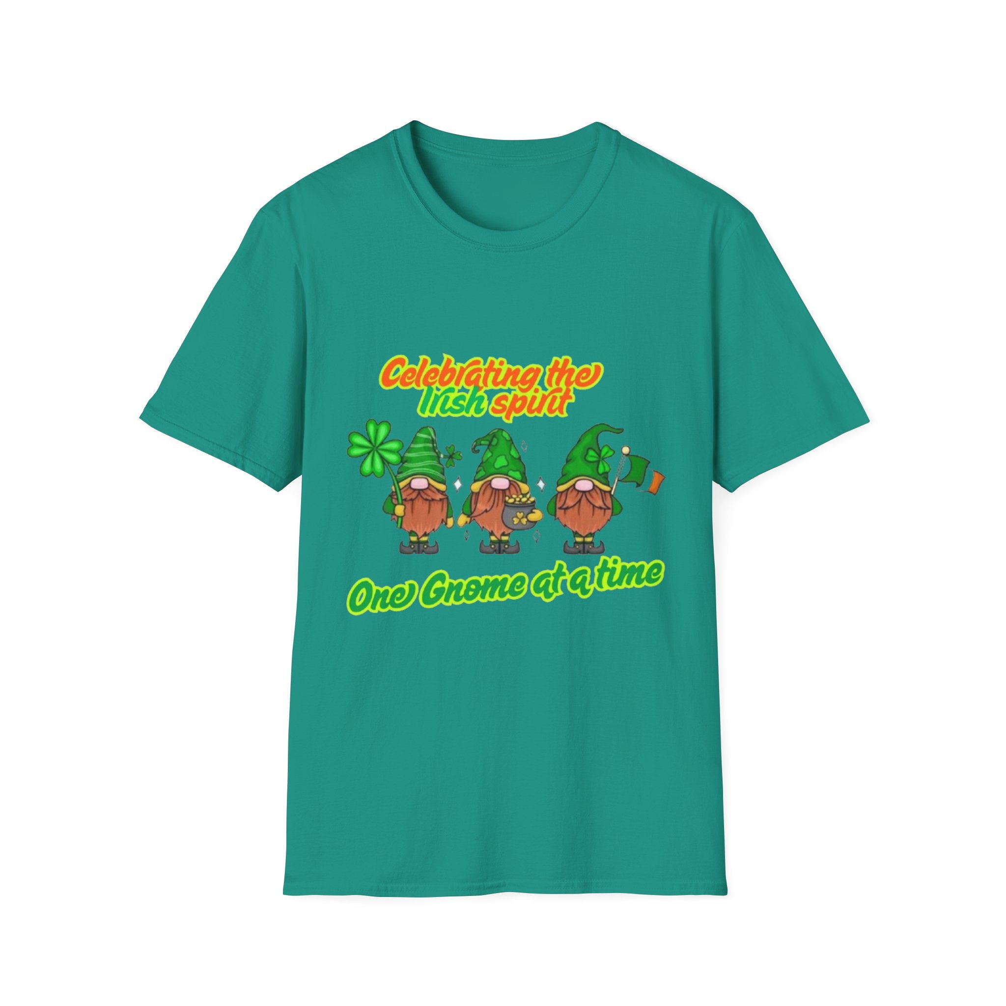 Celebrating the Irish Spirit One Gnome At A Time Unisex Softstyle T-Shirt