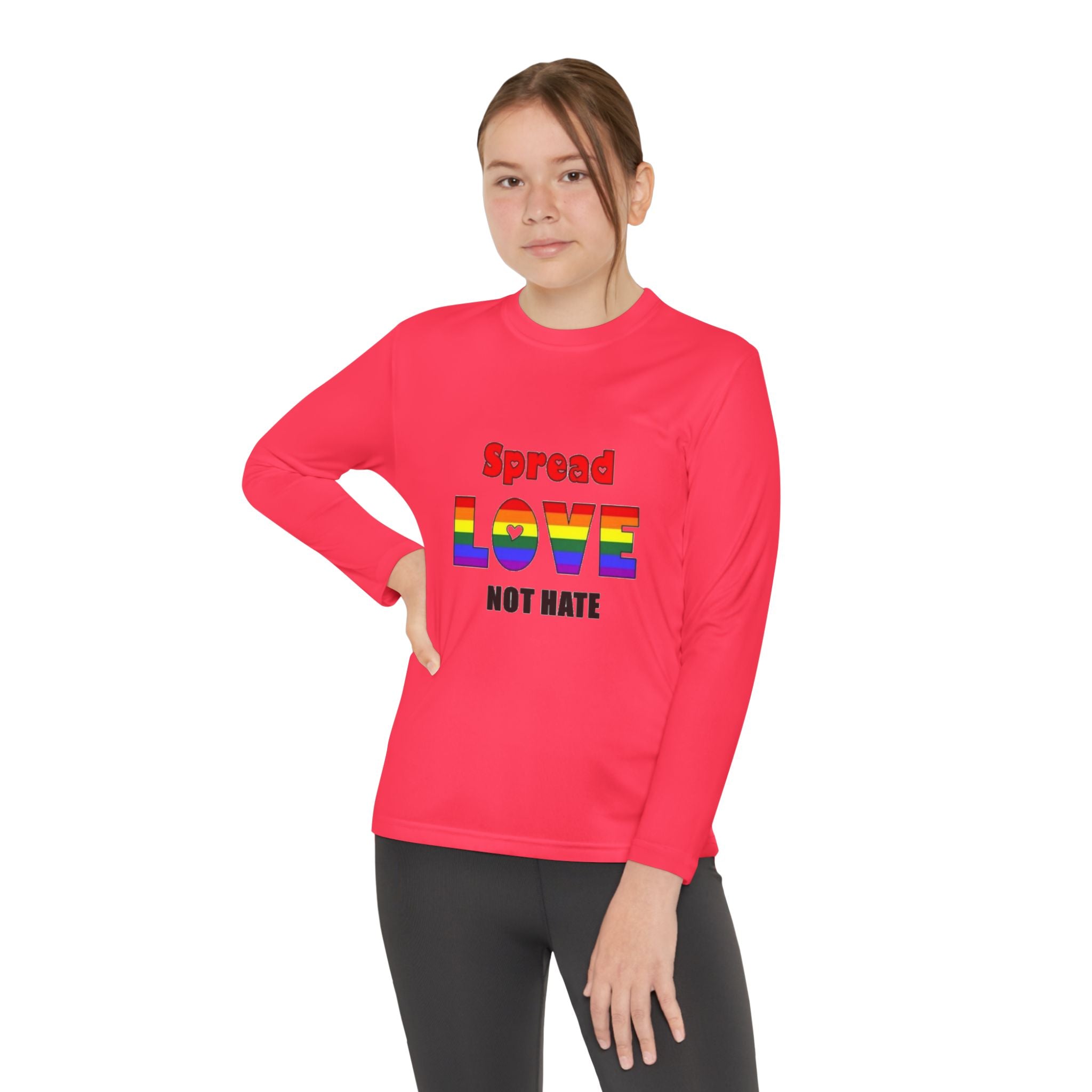 Spread Love Not Hate Youth Long Sleeve Competitor T-Shirt