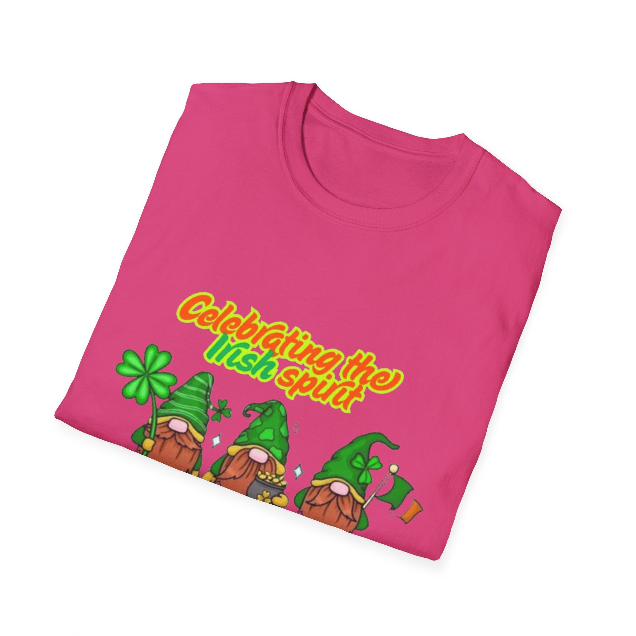 Celebrating the Irish Spirit One Gnome At A Time Unisex Softstyle T-Shirt