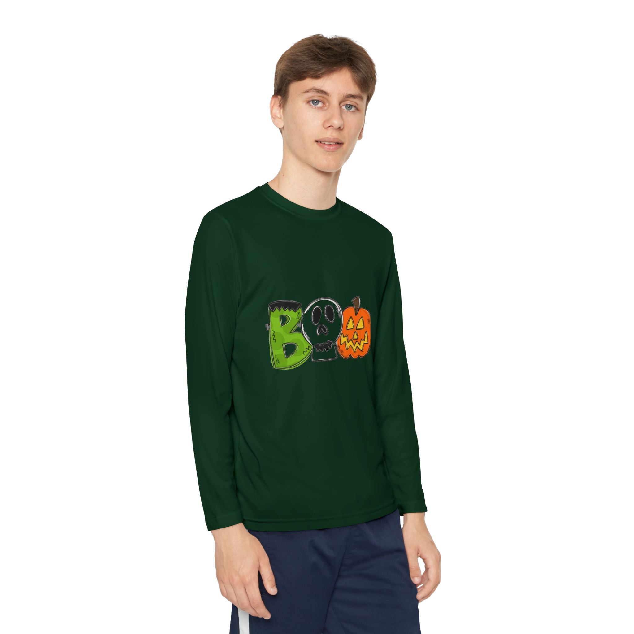 Youth Halloween Boo Long Sleeve Competitor T-Shirt