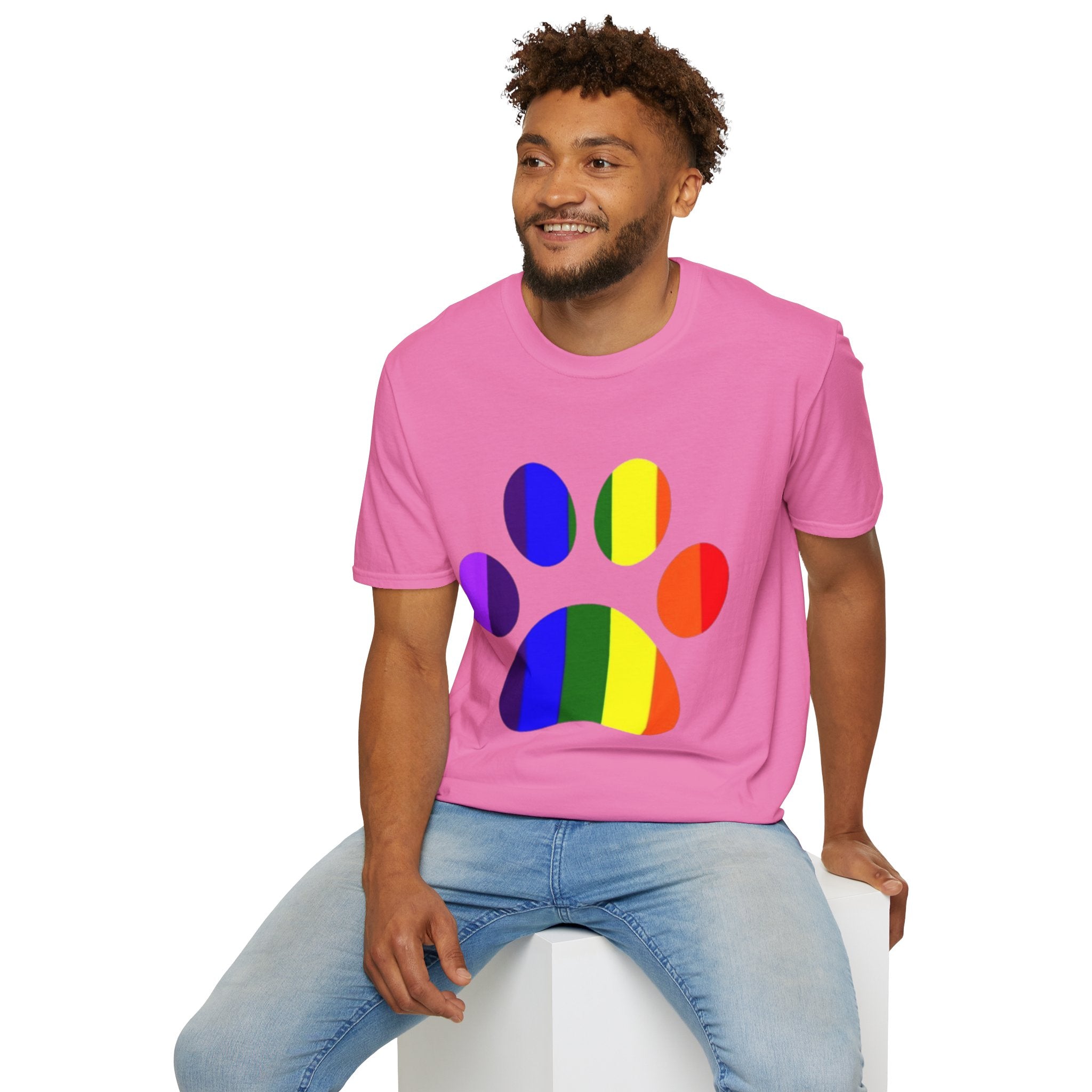 Pride Paw Print Unisex Softstyle T-Shirt