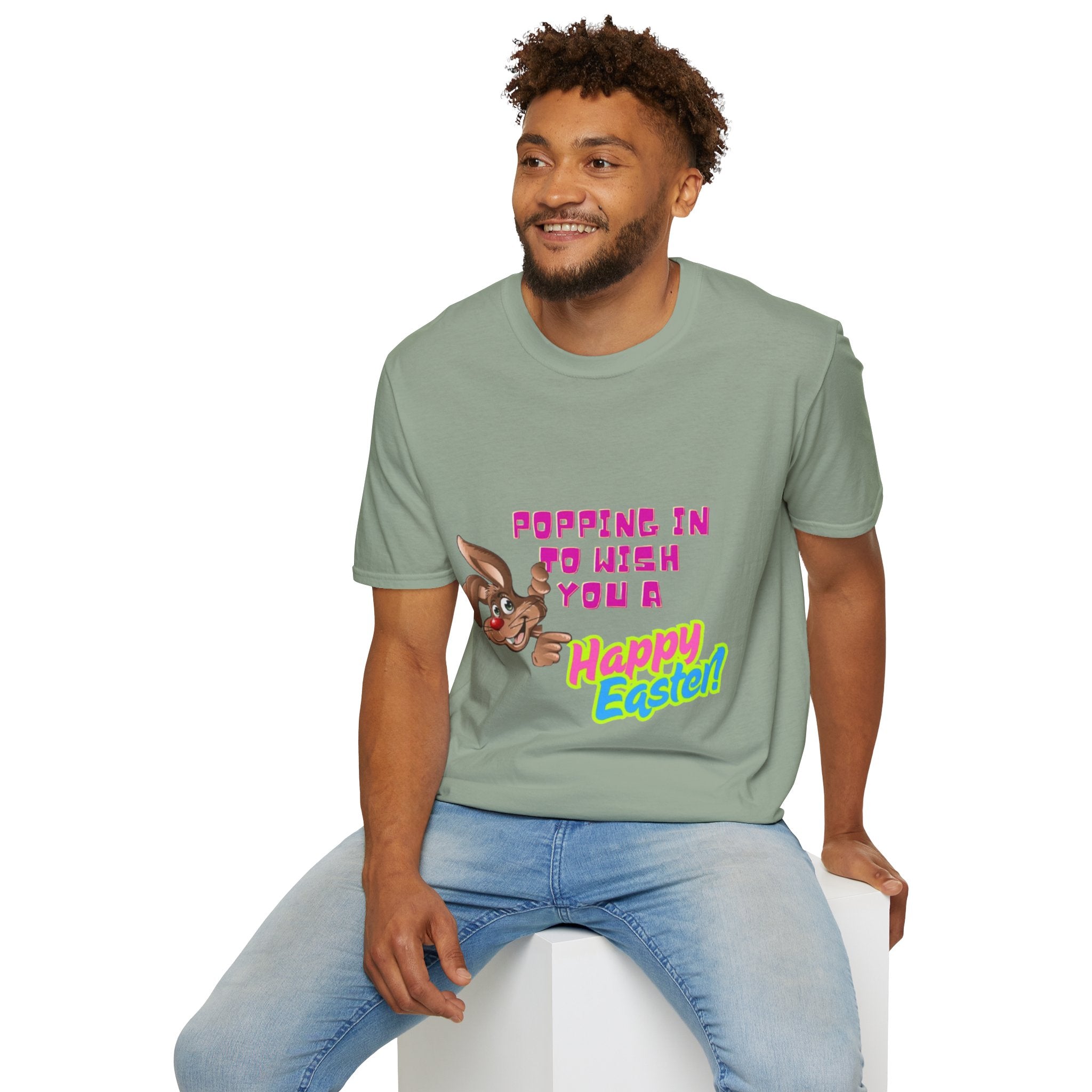 Popping In To Wish You A Happy Easter Bunny Unisex Softstyle T-Shirt