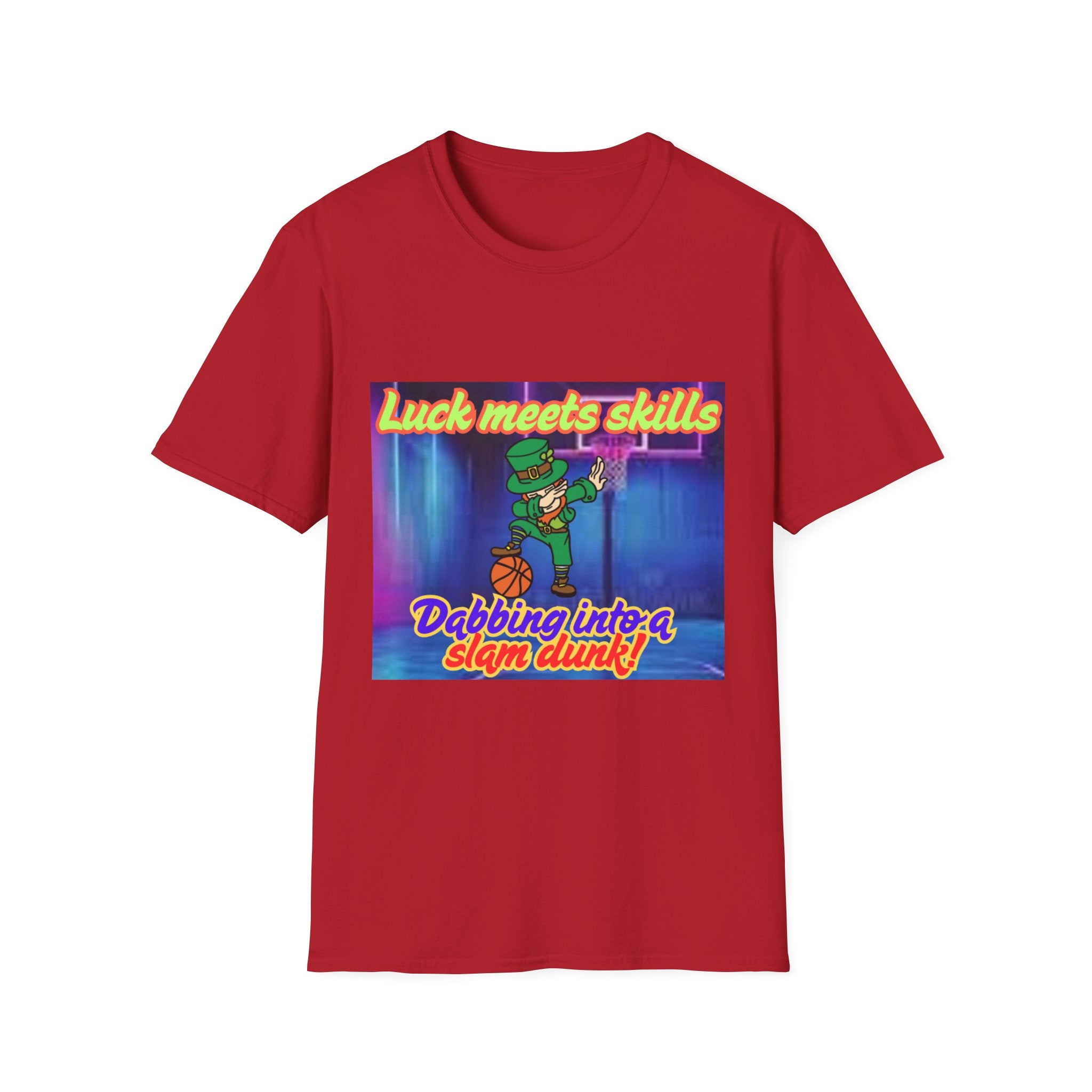 Luck Meets Skills Dabbing Into A Slam Dunk! Unisex Softstyle T-Shirt