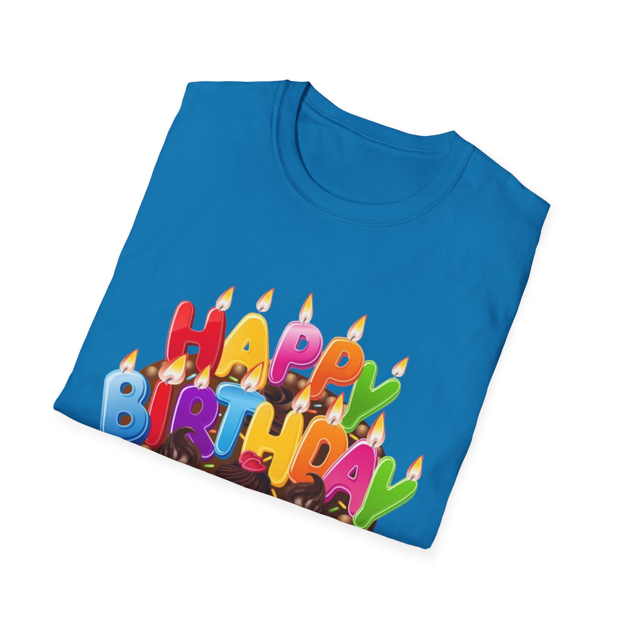 Happy Birthday Cake Unisex Softstyle T-Shirt Personalize It!