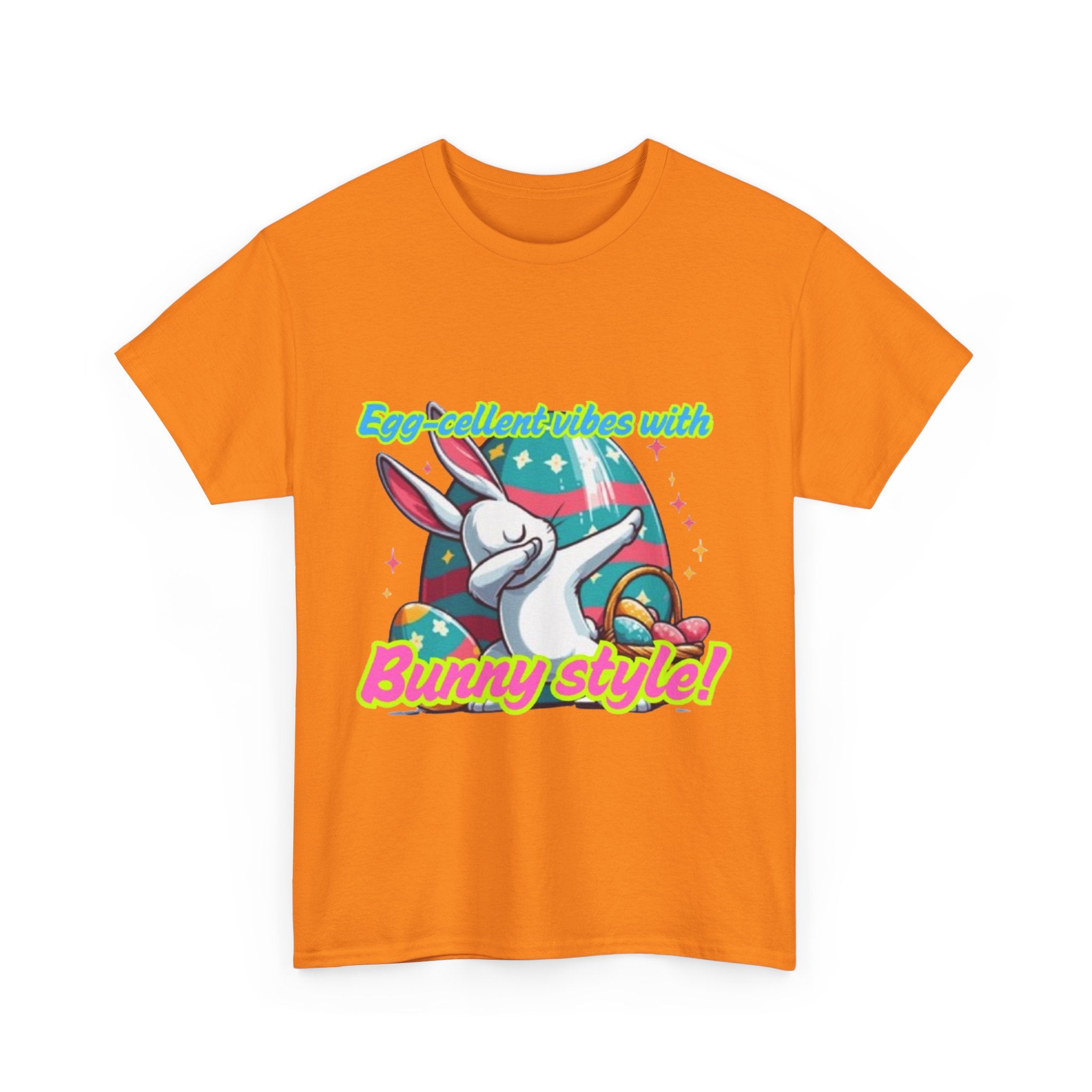 Egg-cellent Vibes With Bunny Style Unisex Heavy Cotton T-Shirt