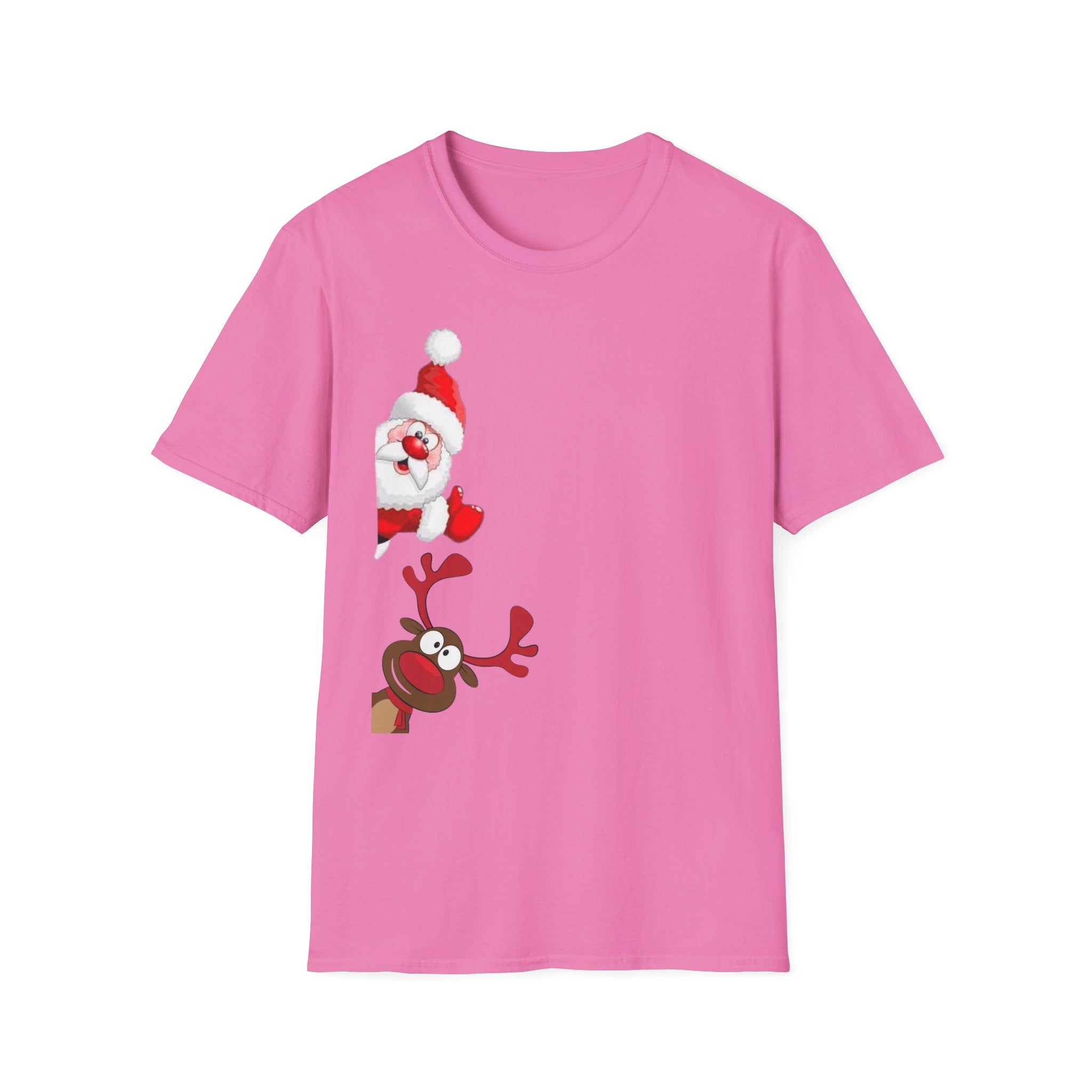 Christmas Santa and Reindeer Unisex Softstyle T-Shirt
