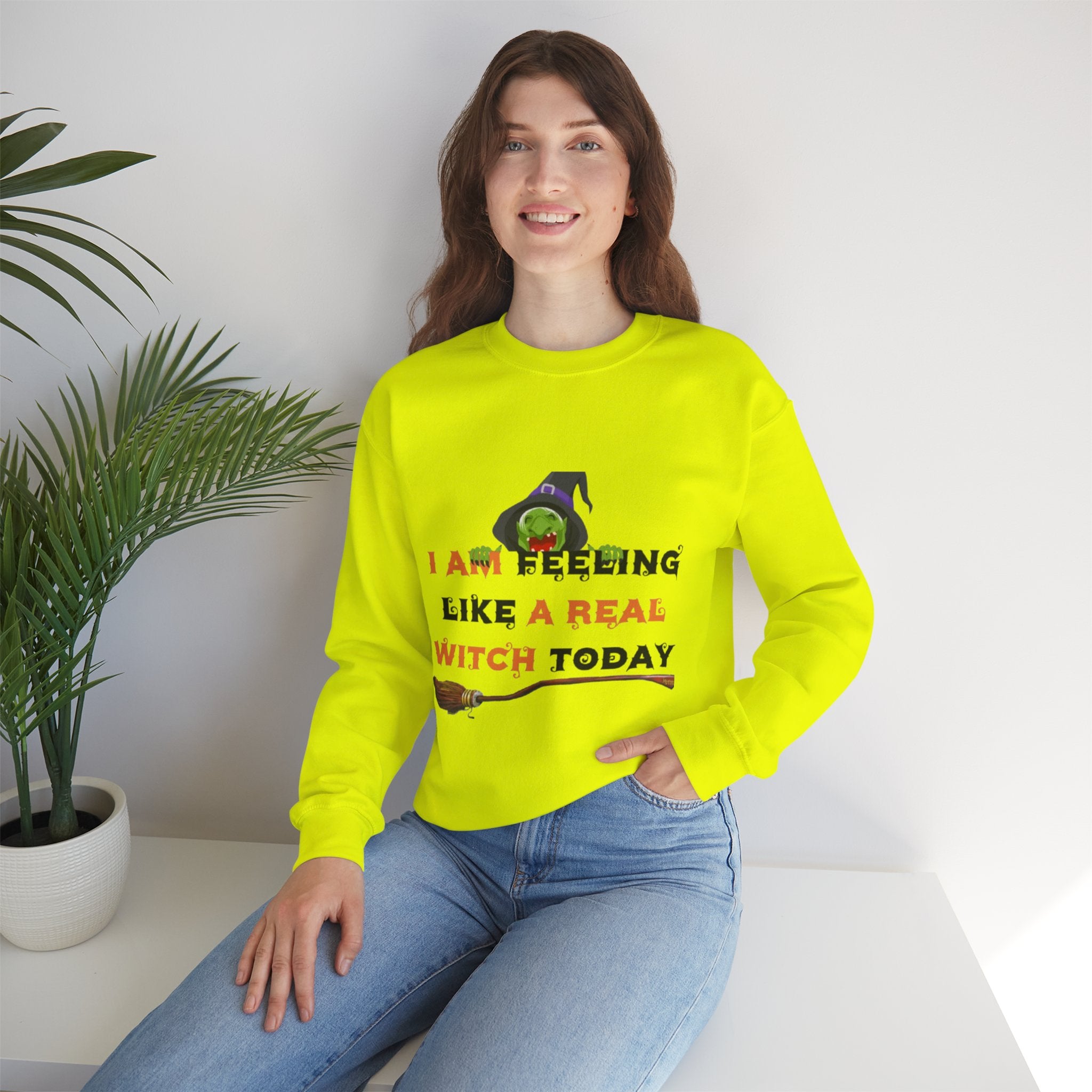 I Am Feeling Like A Real Witch Today Unisex Heavy Blend™ Crewneck Sweatshirt