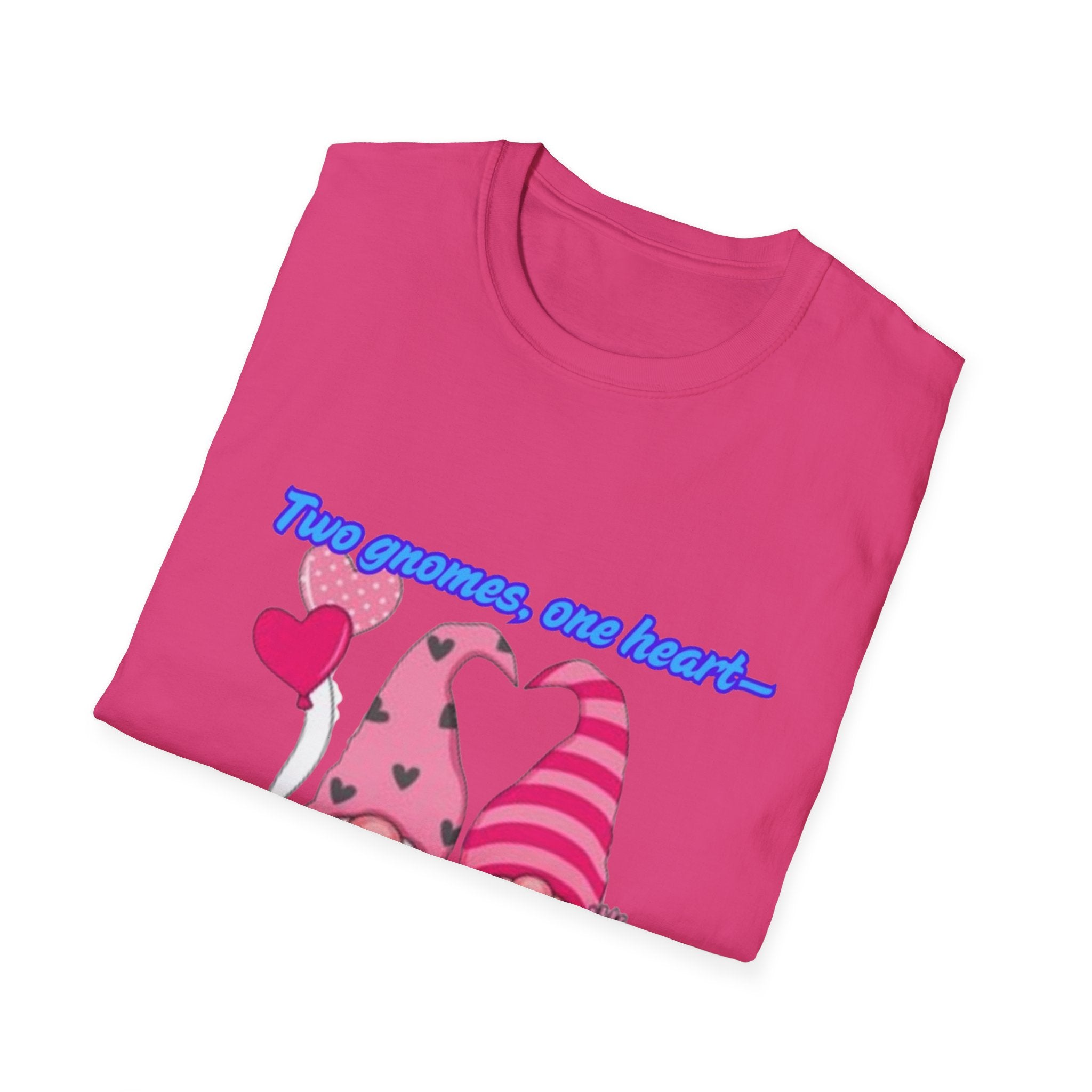 Two Gnomes, One Heart- Let's Make Love Grow Wild Unisex Softstyle T-Shirt