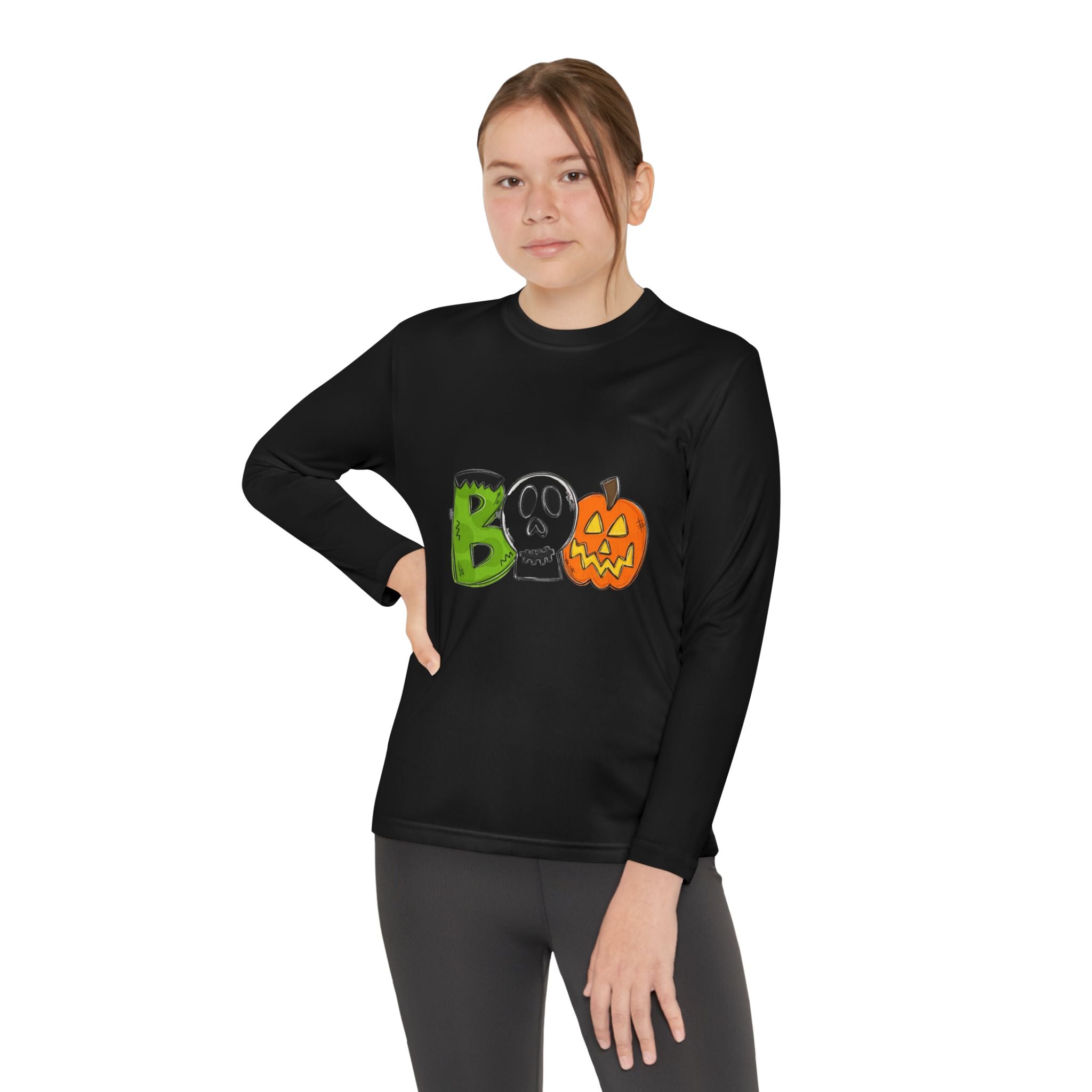 Youth Halloween Boo Long Sleeve Competitor T-Shirt