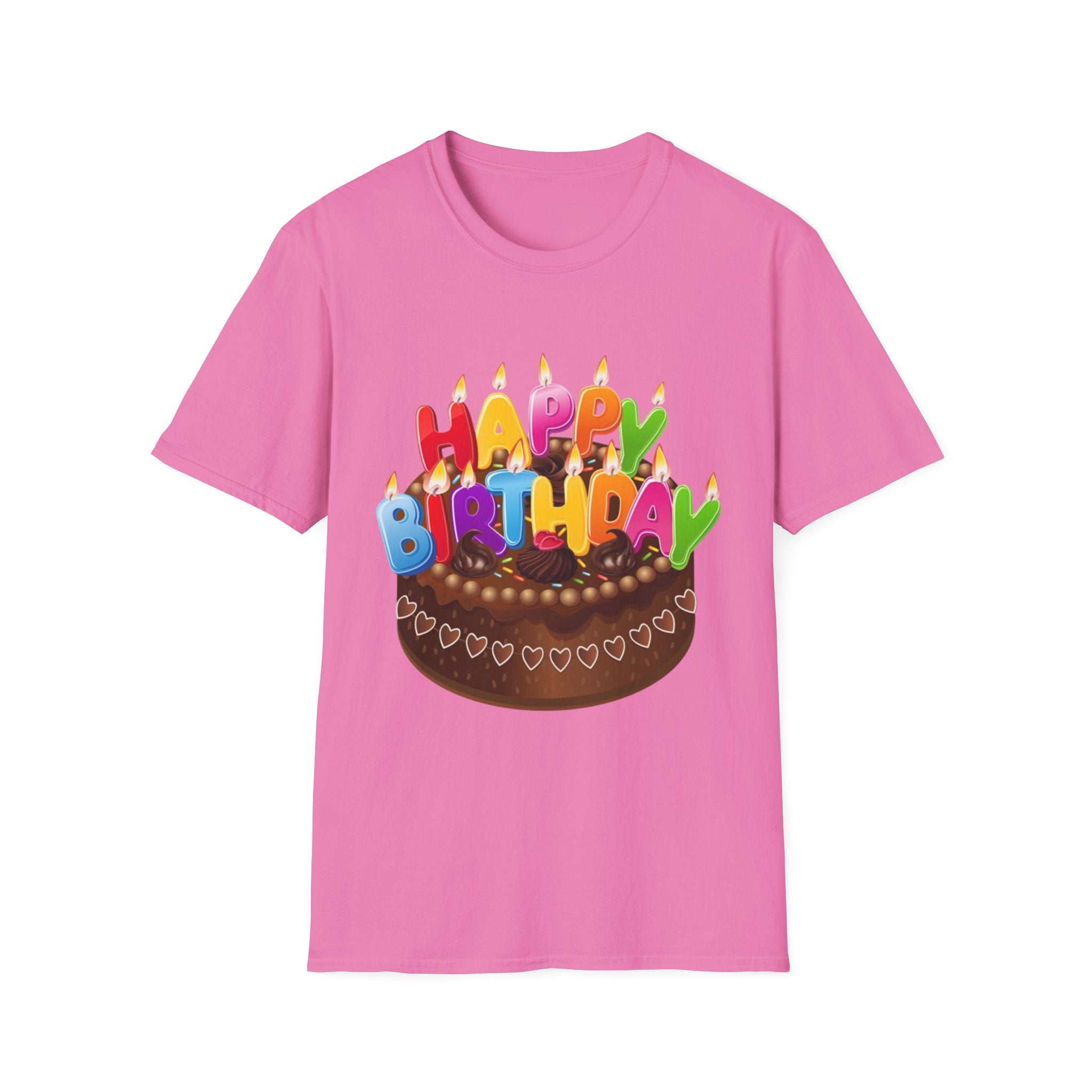 Happy Birthday Cake Unisex Softstyle T-Shirt Personalize It!