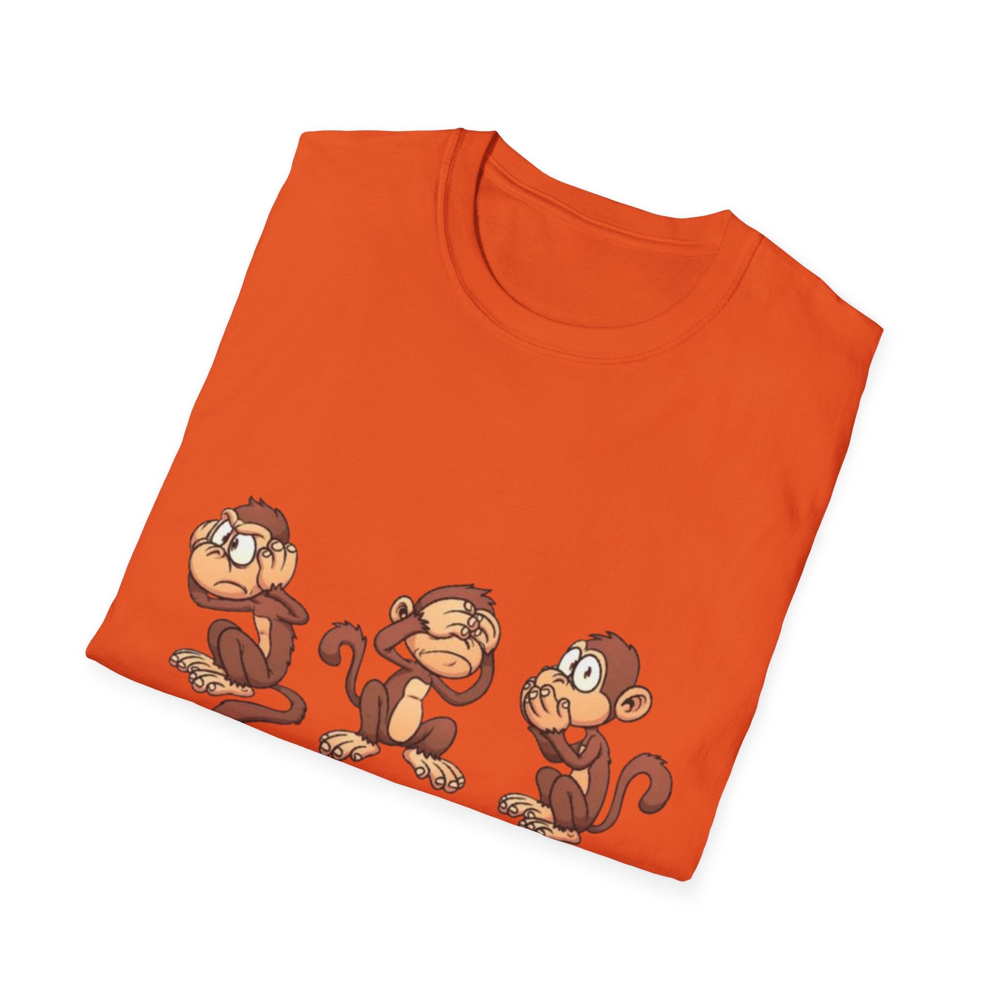 Monkey Hear, See, Say What? Unisex Softstyle T-Shirt
