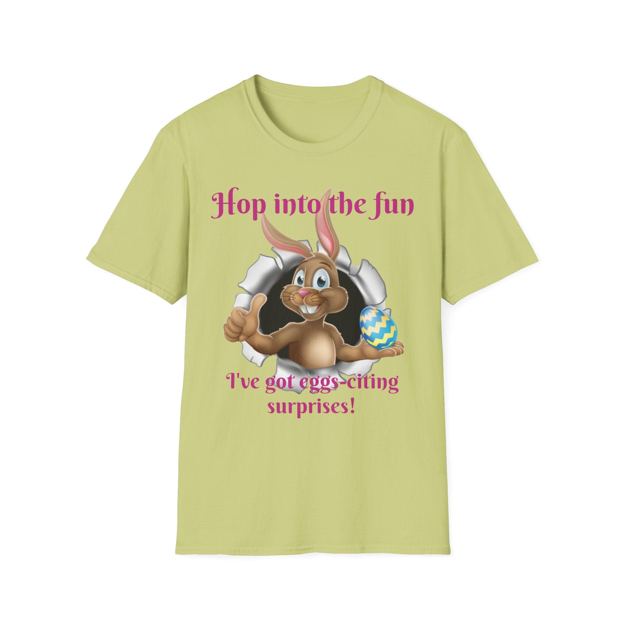 Hop Into The Fun I've Got Eggs-citing Surprises Bunny Unisex Softstyle T-Shirt