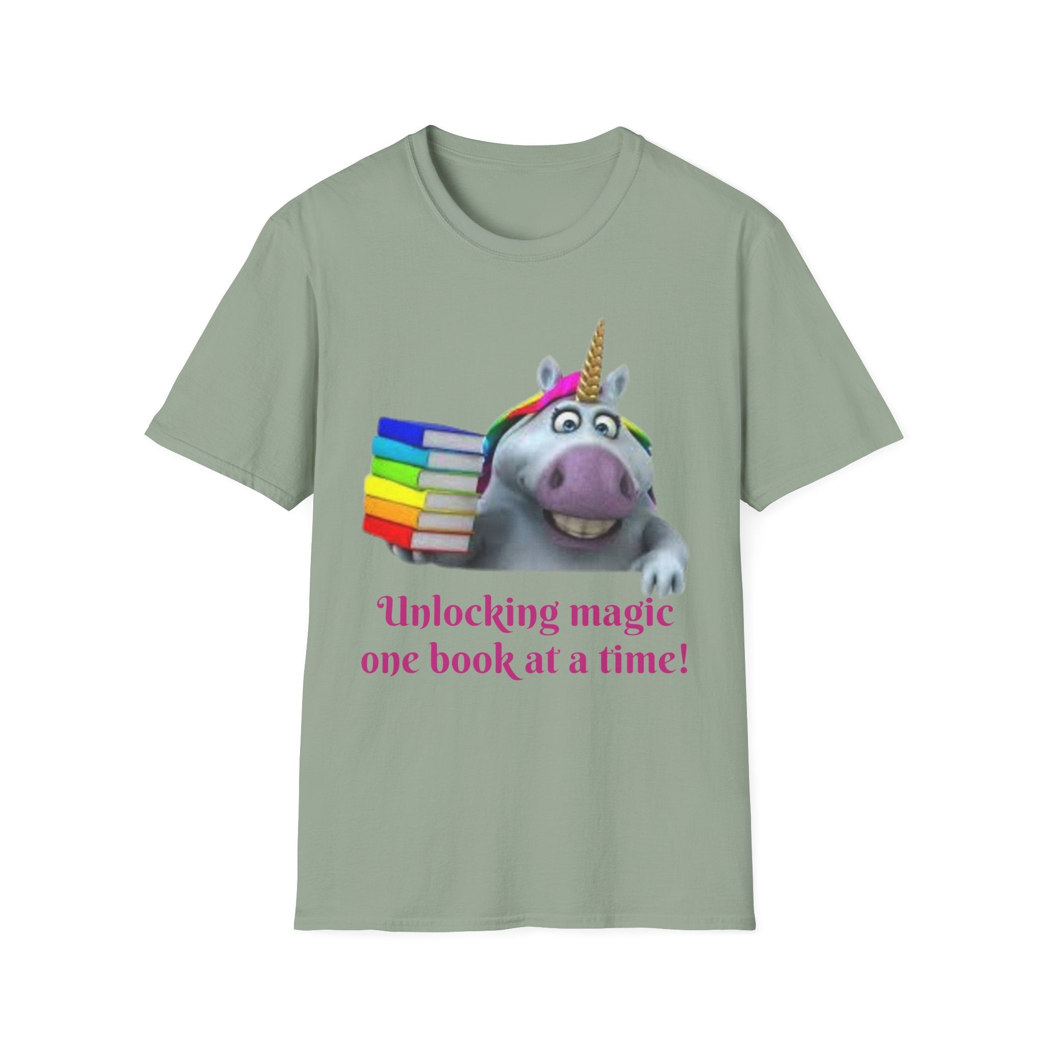 Unlocking Magic, One Book At A Time! Unicorn Unisex Softstyle T-Shirt