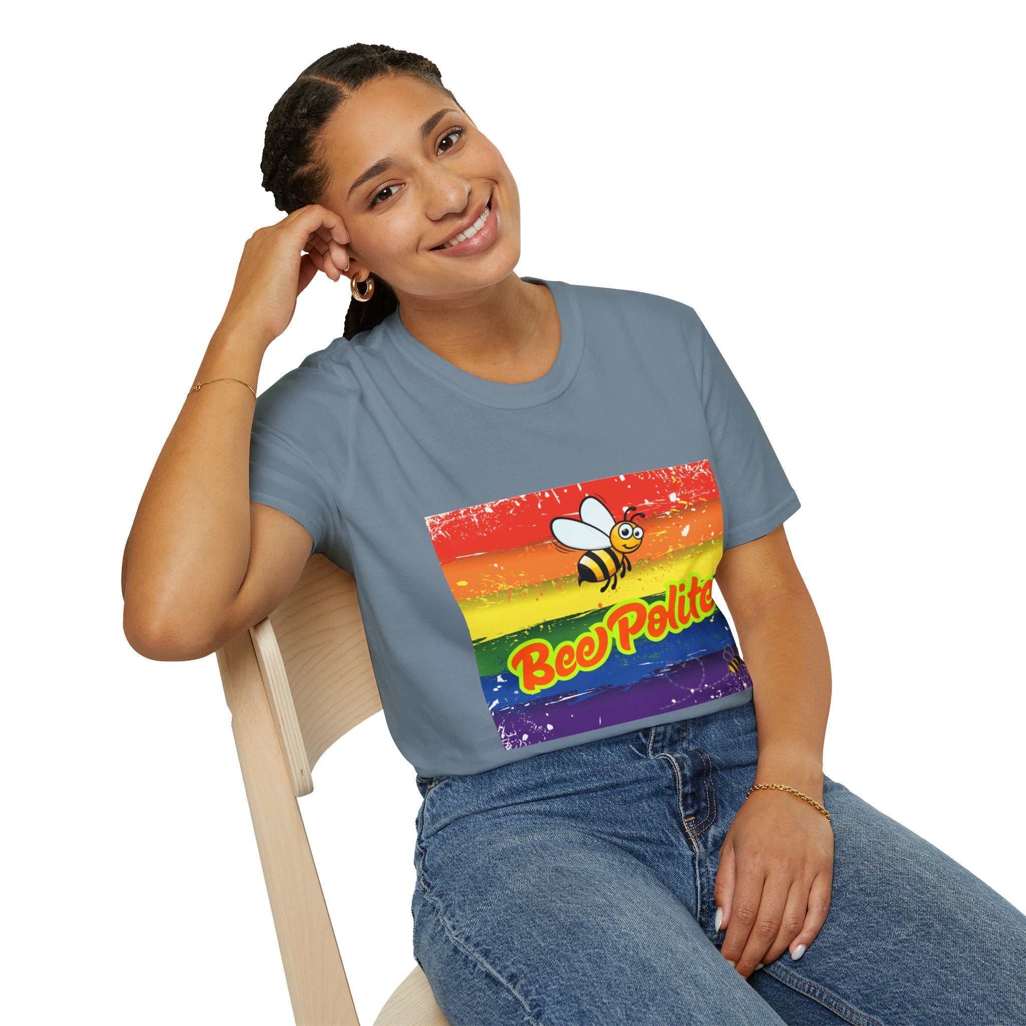 Bee Polite Rainbow Unisex Softstyle T-Shirt