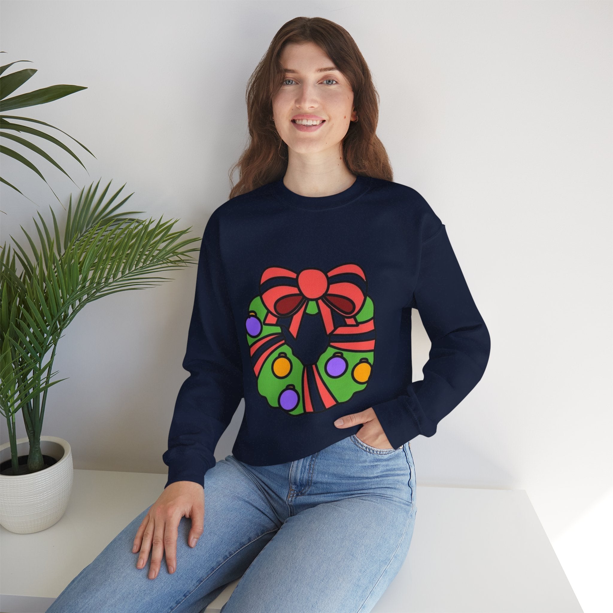 Holiday Wreath Unisex Heavy Blend™ Crewneck Sweatshirt