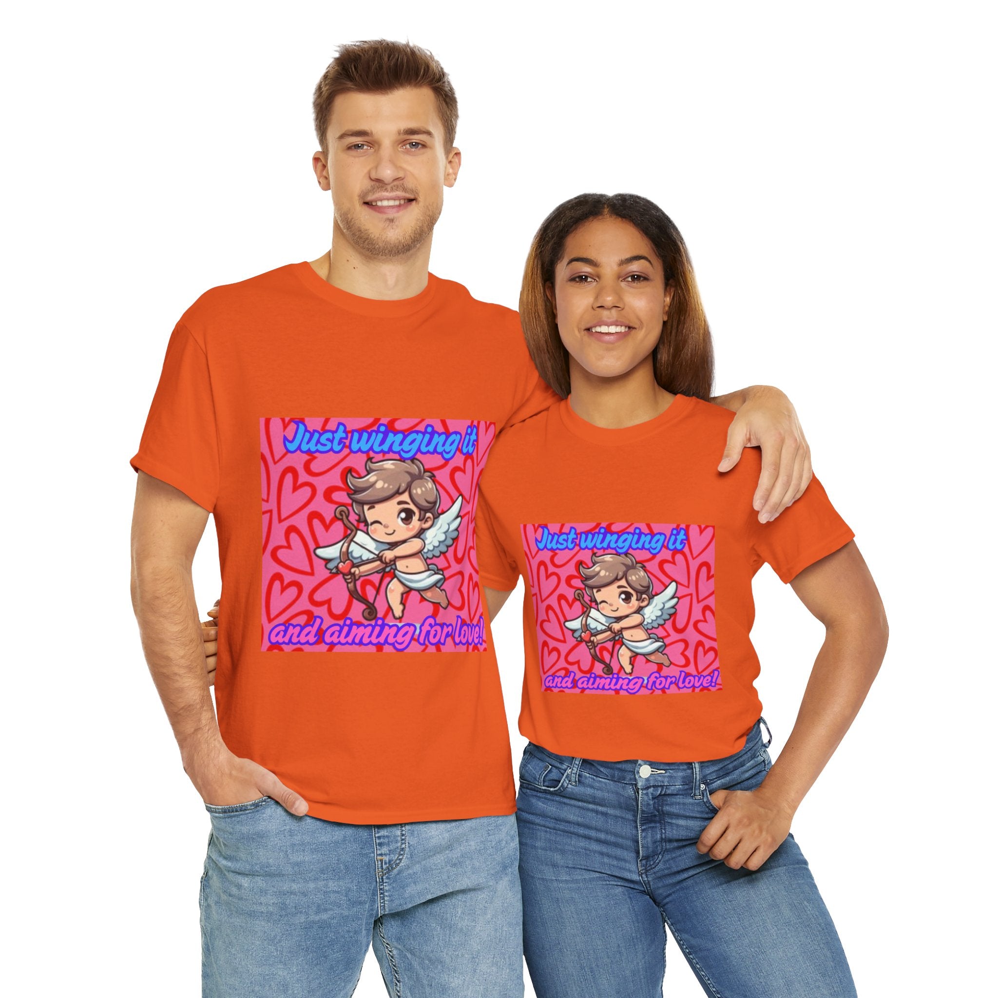Just Winging It And Aiming For Love Unisex Heavy Cotton T-Shirt