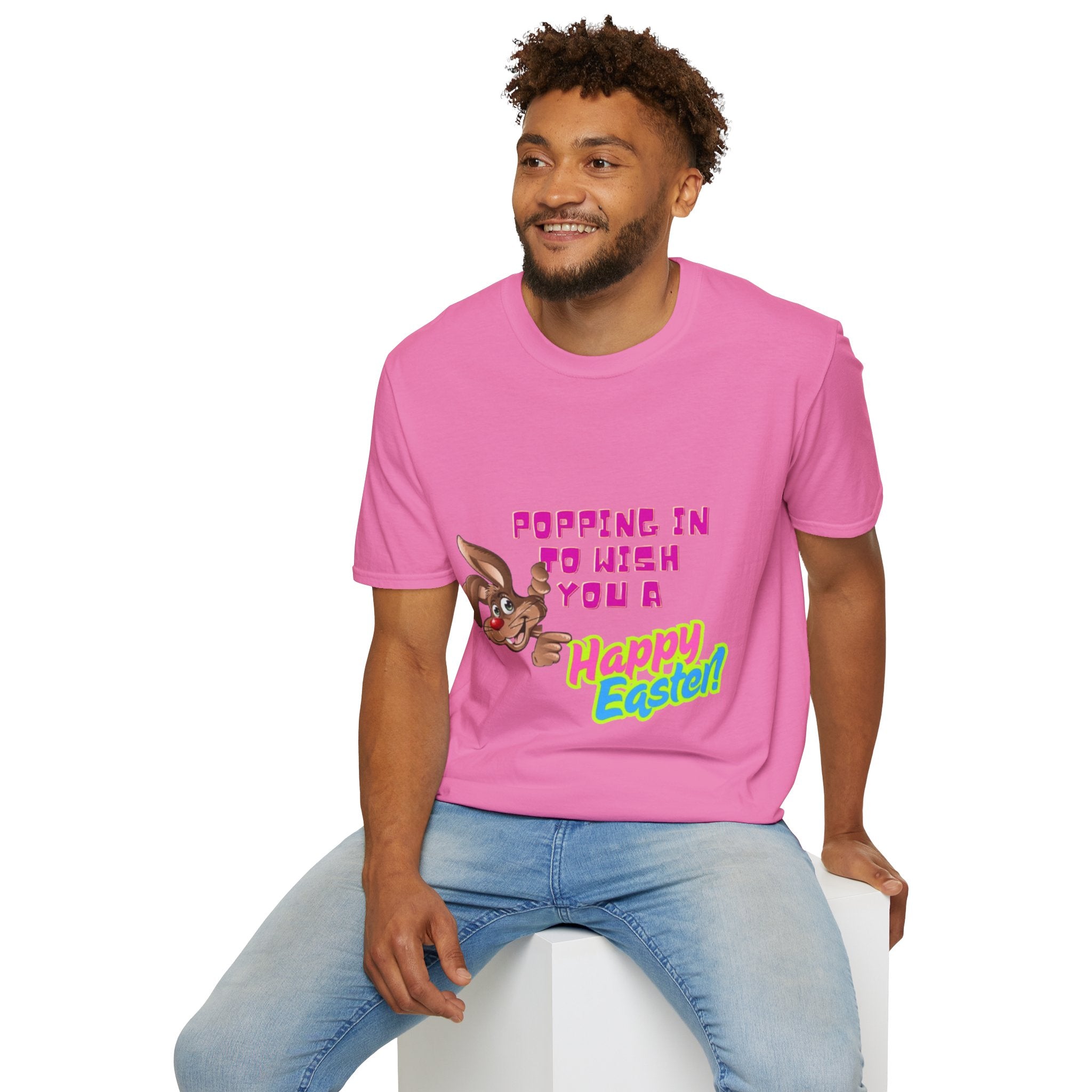 Popping In To Wish You A Happy Easter Bunny Unisex Softstyle T-Shirt