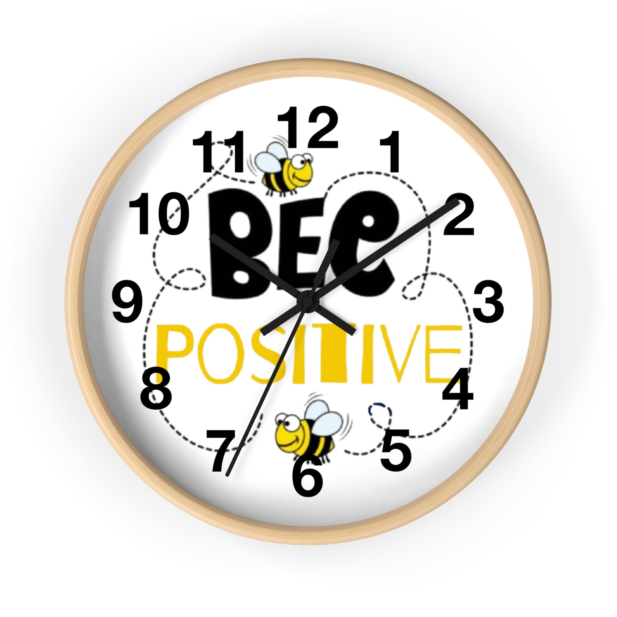 Bee Positive Inspirational Wall Clock