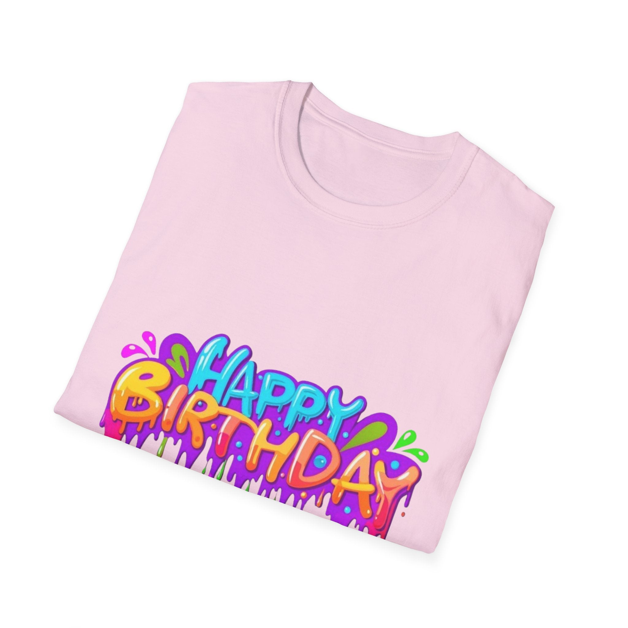 Happy Birthday Unisex Softstyle Short Sleeve T-Shirt Personalize It!