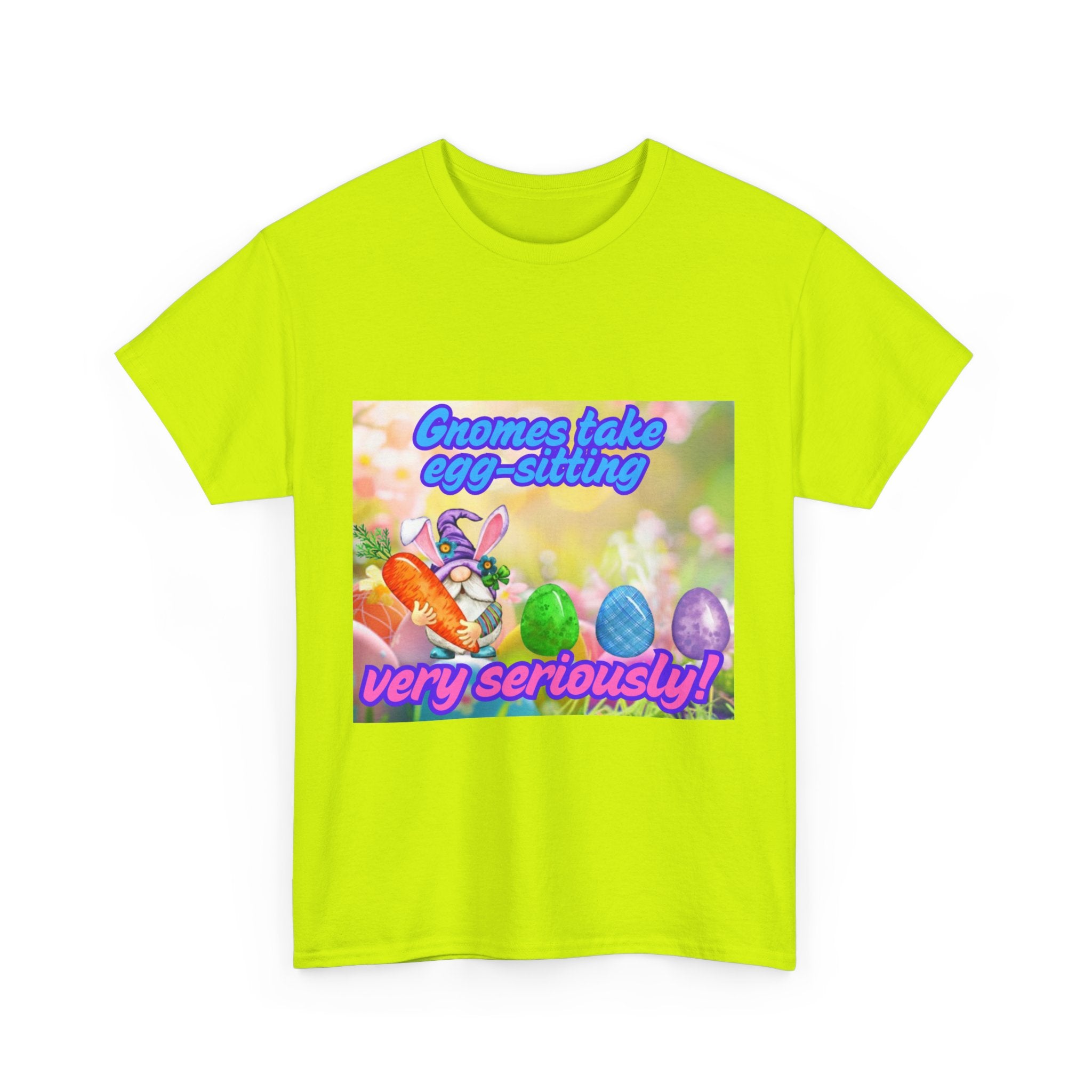 Gnomes Take Egg-Sitting Very Seriously Unisex Heavy Cotton T-Shirt