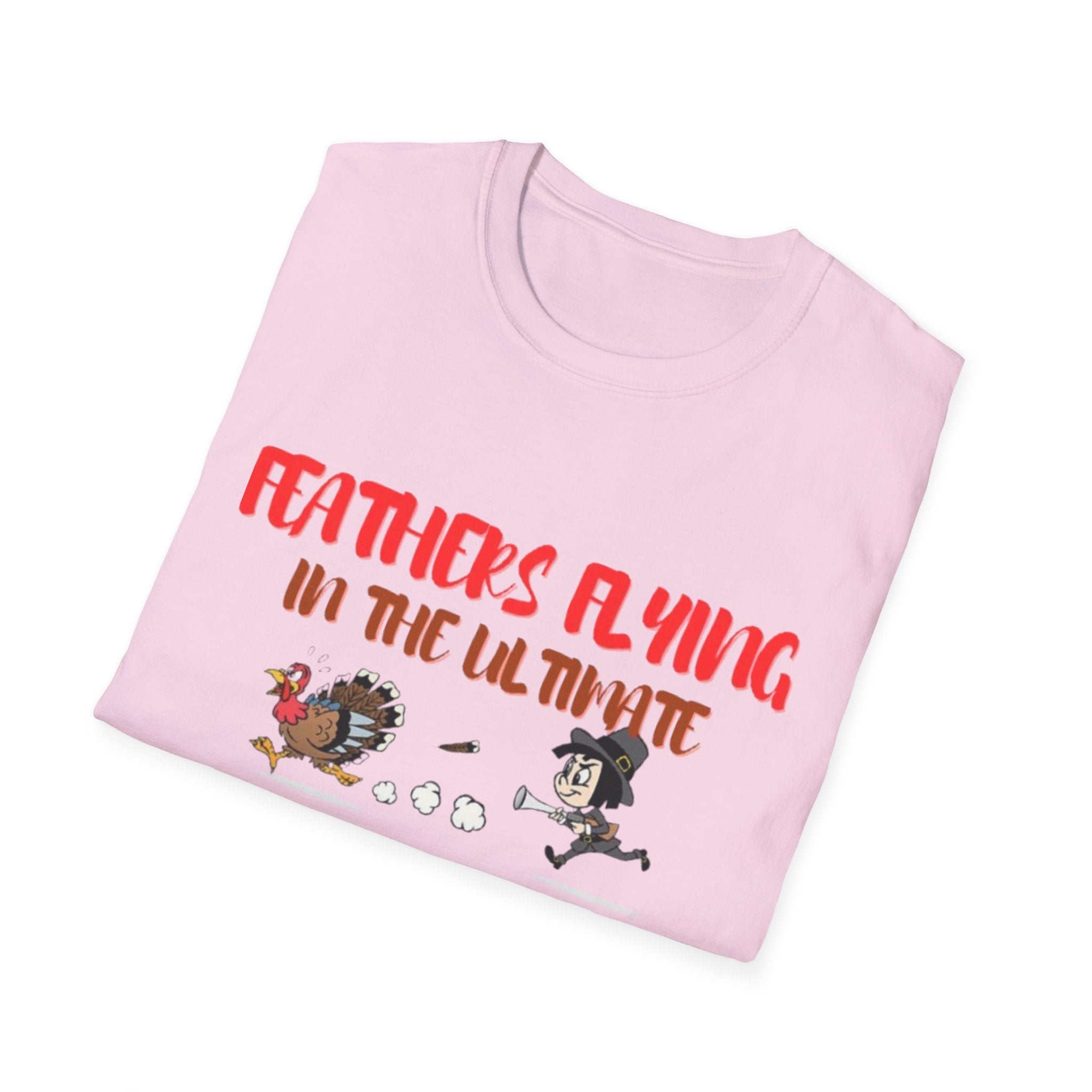Feathers Flying In The Ultimate Thanksgiving Showdown Unisex Softstyle T-Shirt