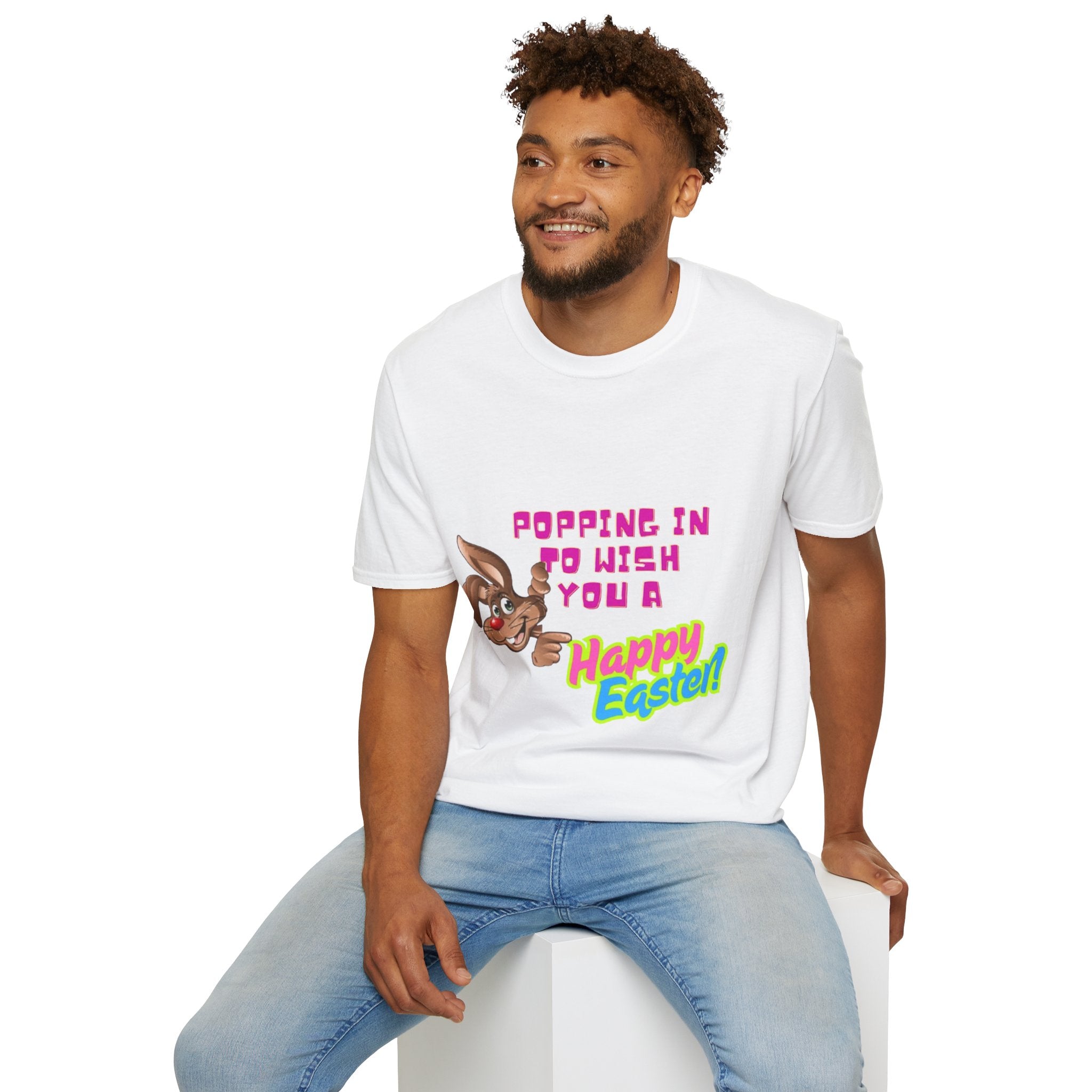 Popping In To Wish You A Happy Easter Bunny Unisex Softstyle T-Shirt