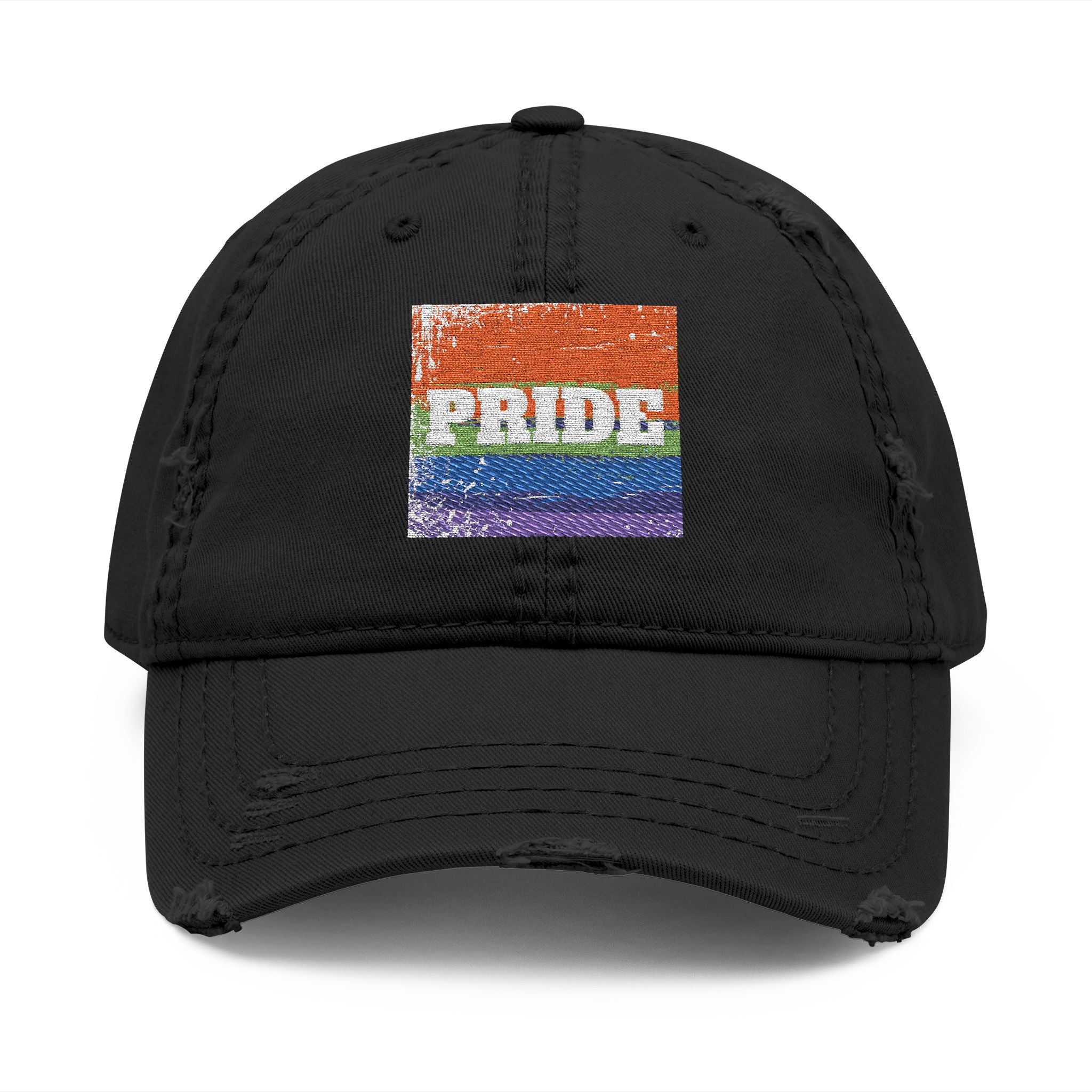 Pride Rainbow Embroidered Distressed Dad Hat