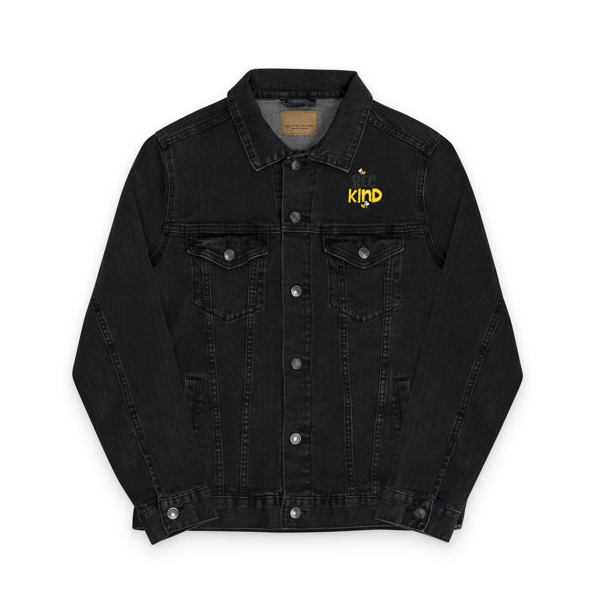 Bee Kind Unisex Embroidered Denim Jacket