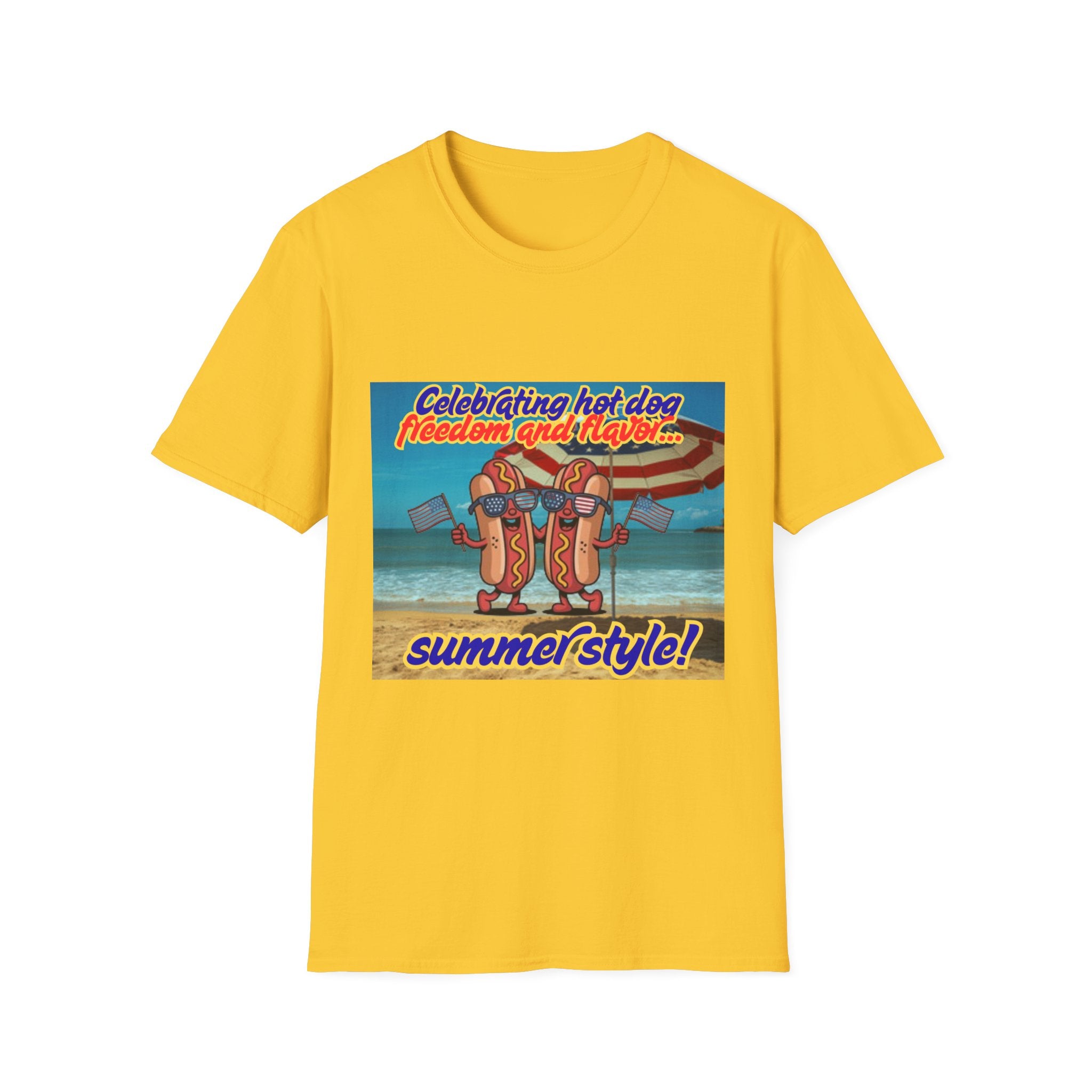 Celebrating Hot Dog Freedom And Flavor Summer Style! Unisex Softstyle T-Shirt