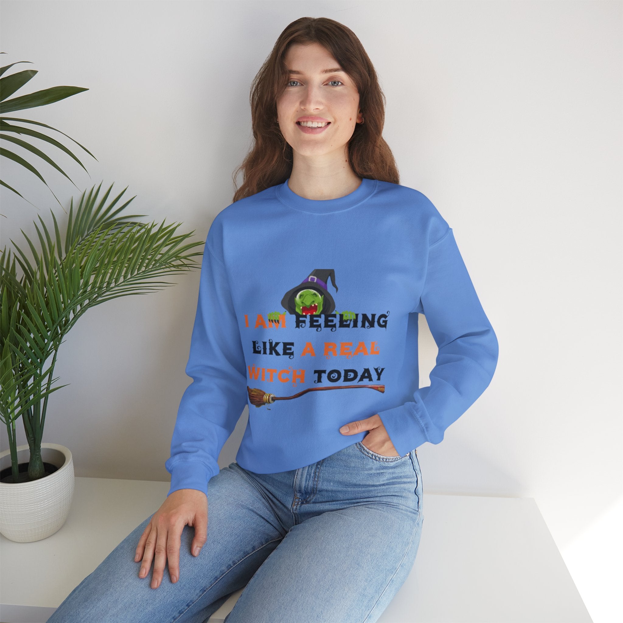 I Am Feeling Like A Real Witch Today Unisex Heavy Blend™ Crewneck Sweatshirt
