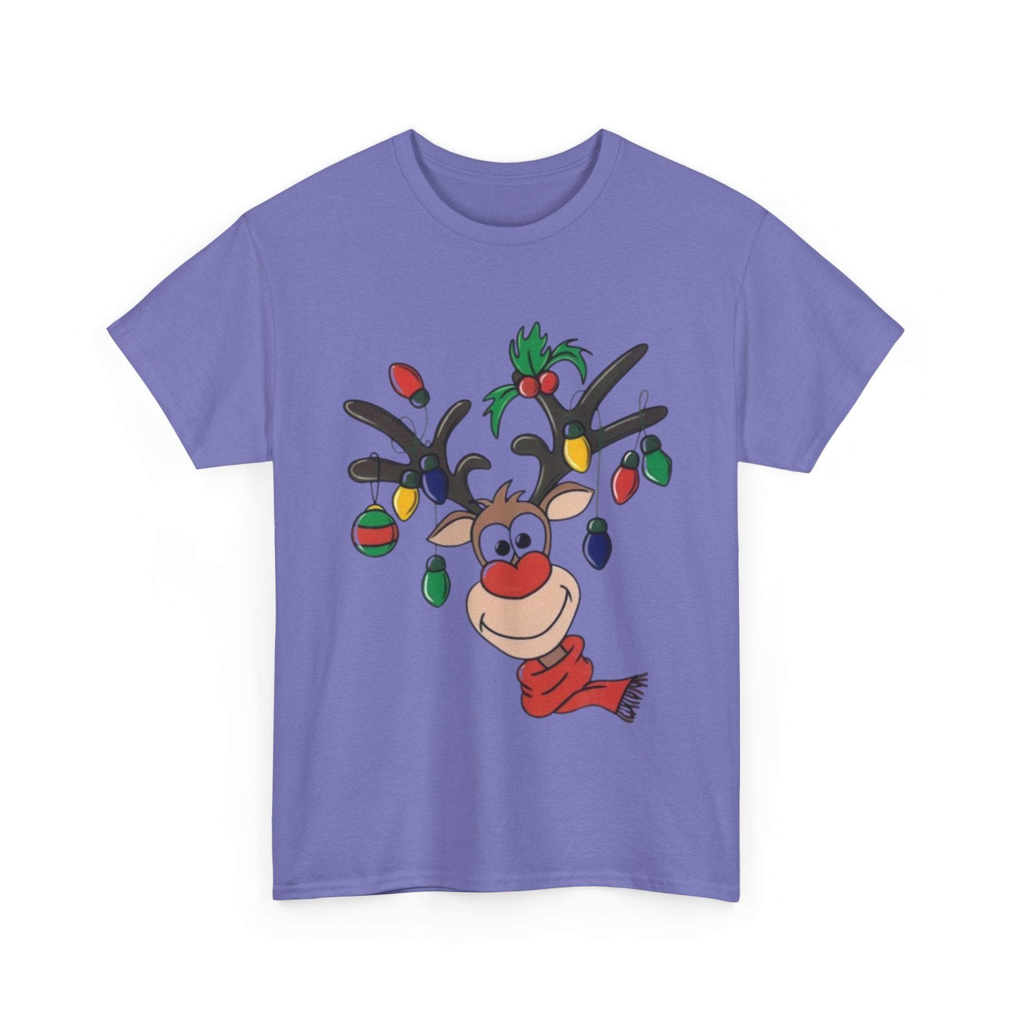Festive Reindeer Unisex Heavy Cotton T-Shirt