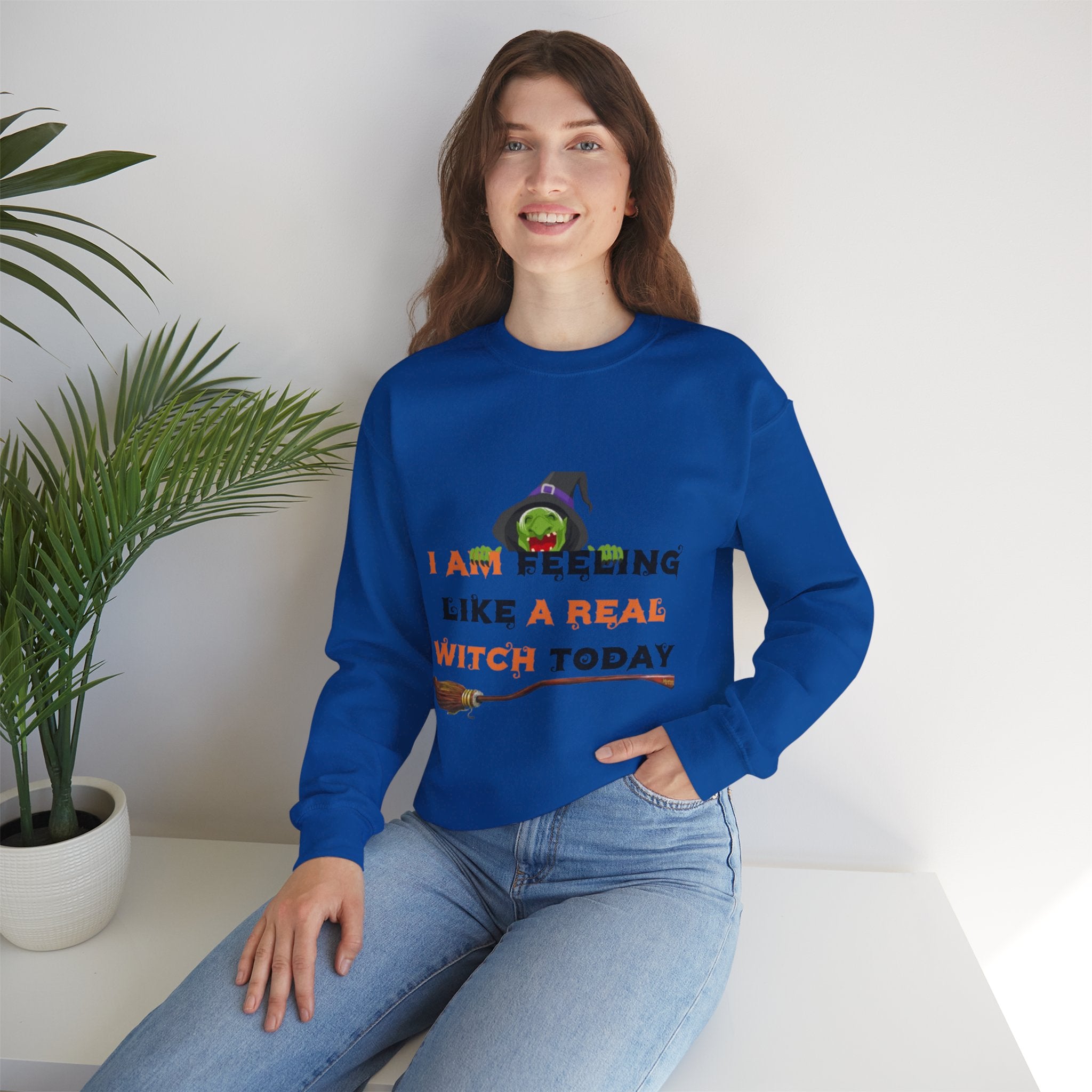 I Am Feeling Like A Real Witch Today Unisex Heavy Blend™ Crewneck Sweatshirt