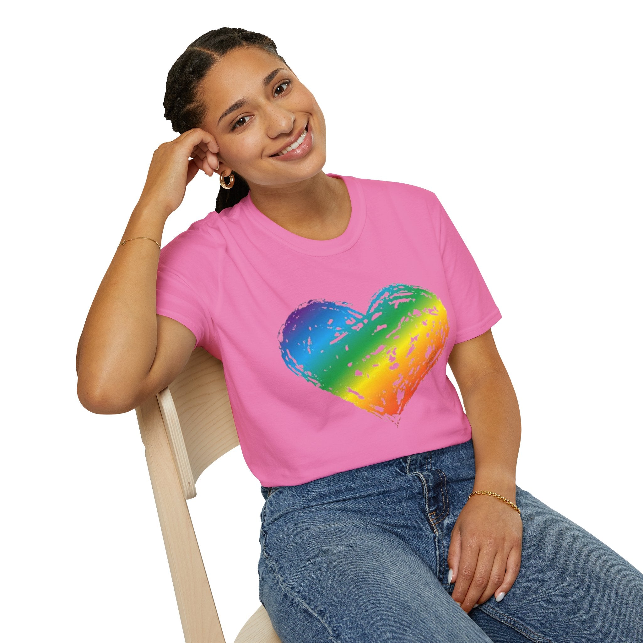 Pride Rainbow Heart Unisex Softstyle T-Shirt