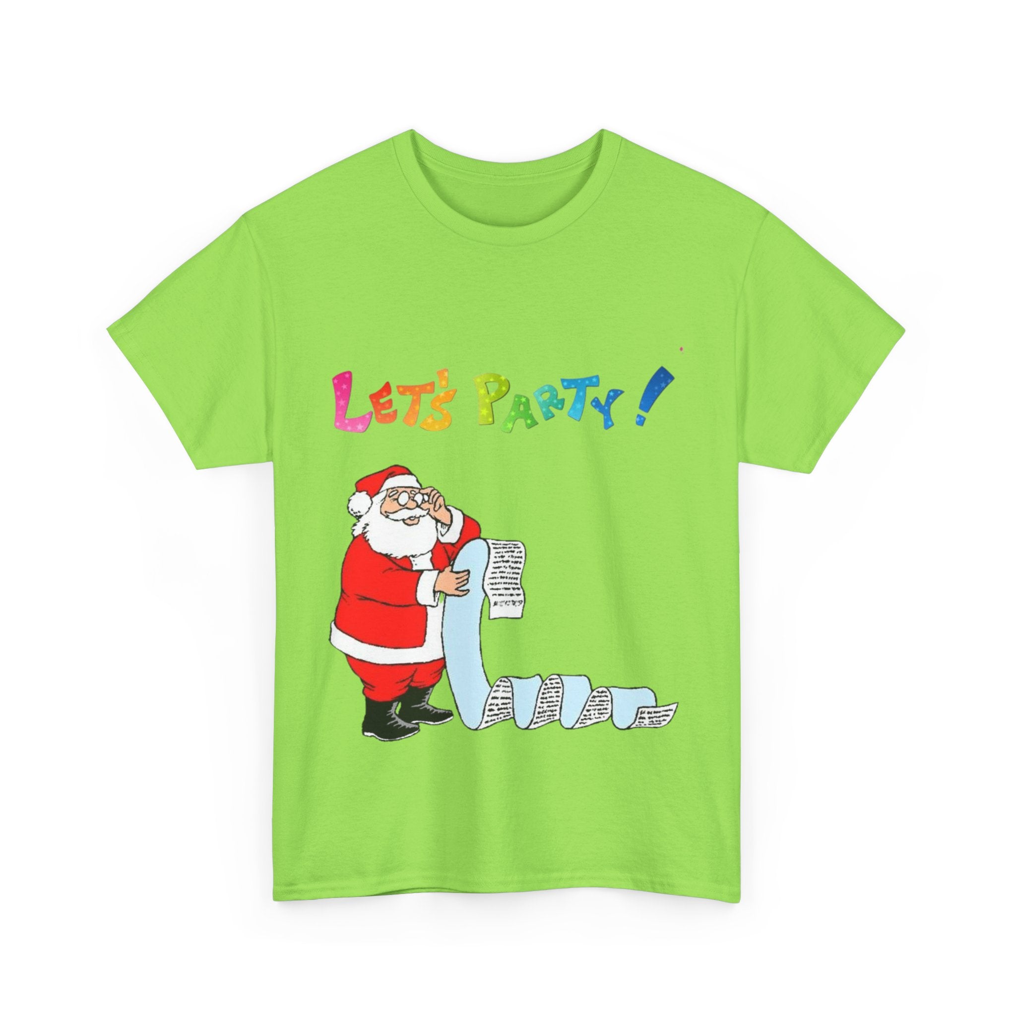 Let's Party! Santa Checking His List Unisex Heavy Cotton T-Shirt